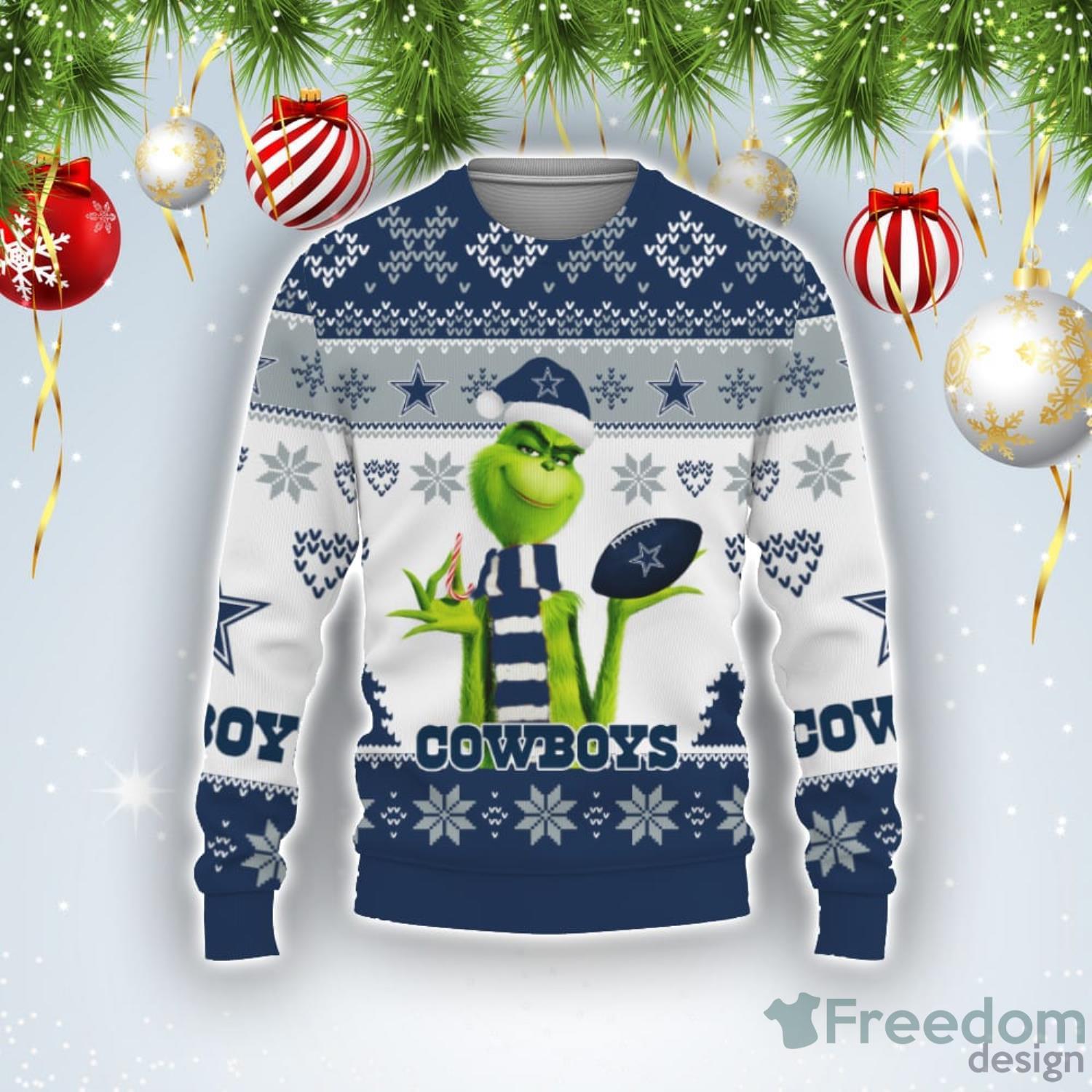 Cute Grinch American Football Dallas Cowboys Ugly Christmas Sweater -  Freedomdesign