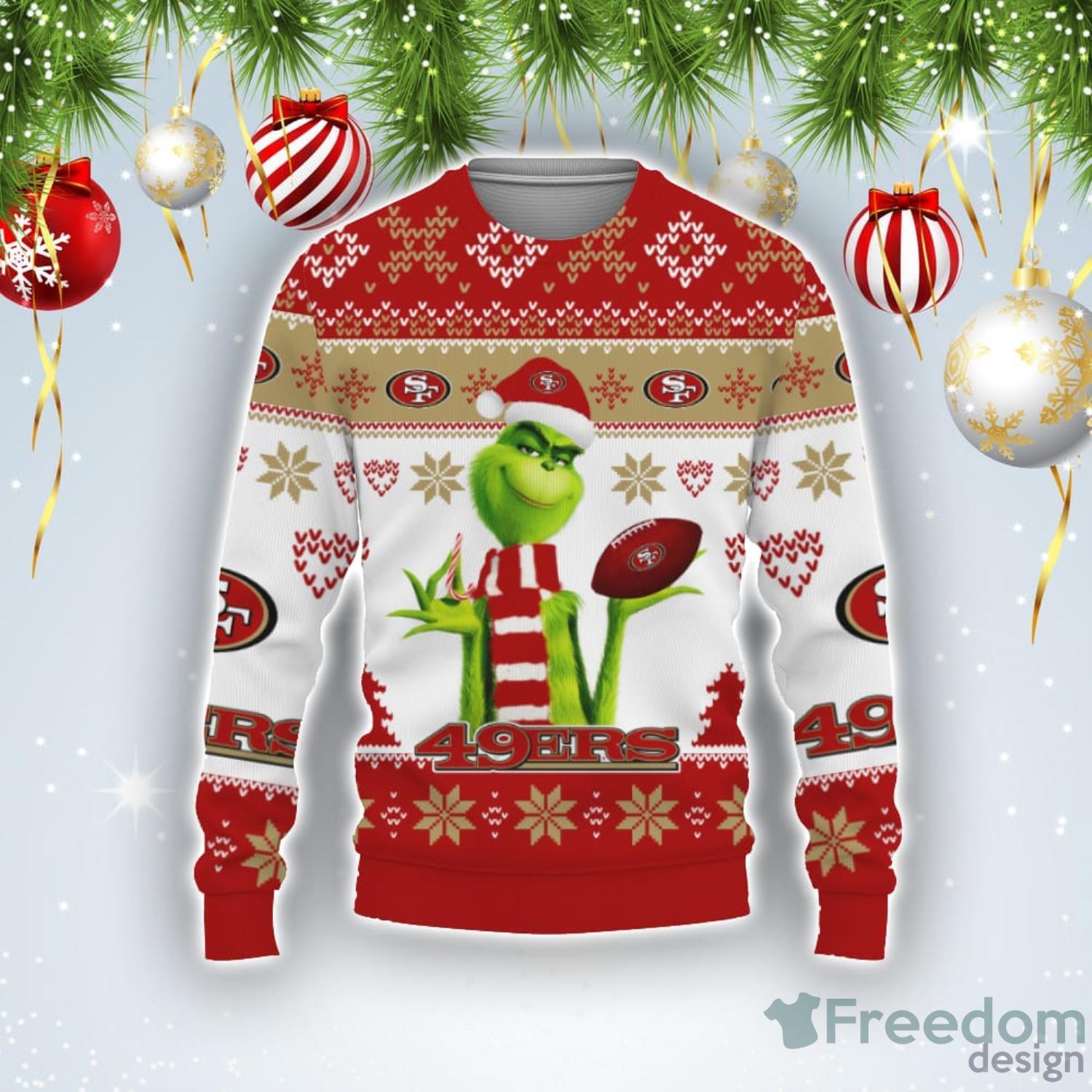 Cute Grinch American Football San Francisco 49ers Ugly Christmas Sweater -  Freedomdesign