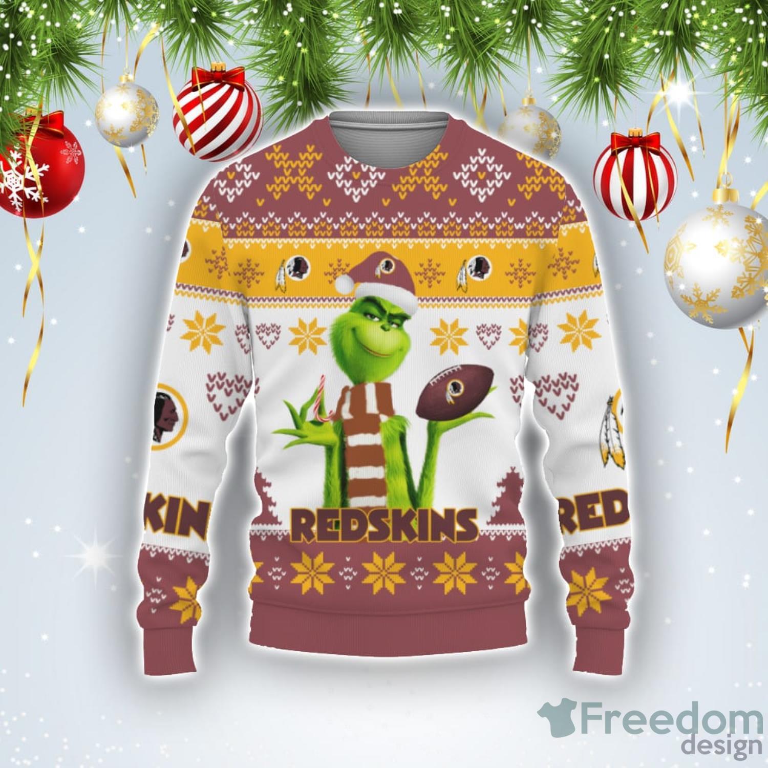 Cute Grinch American Football Washington Redskins Ugly Christmas Sweater  For Fans