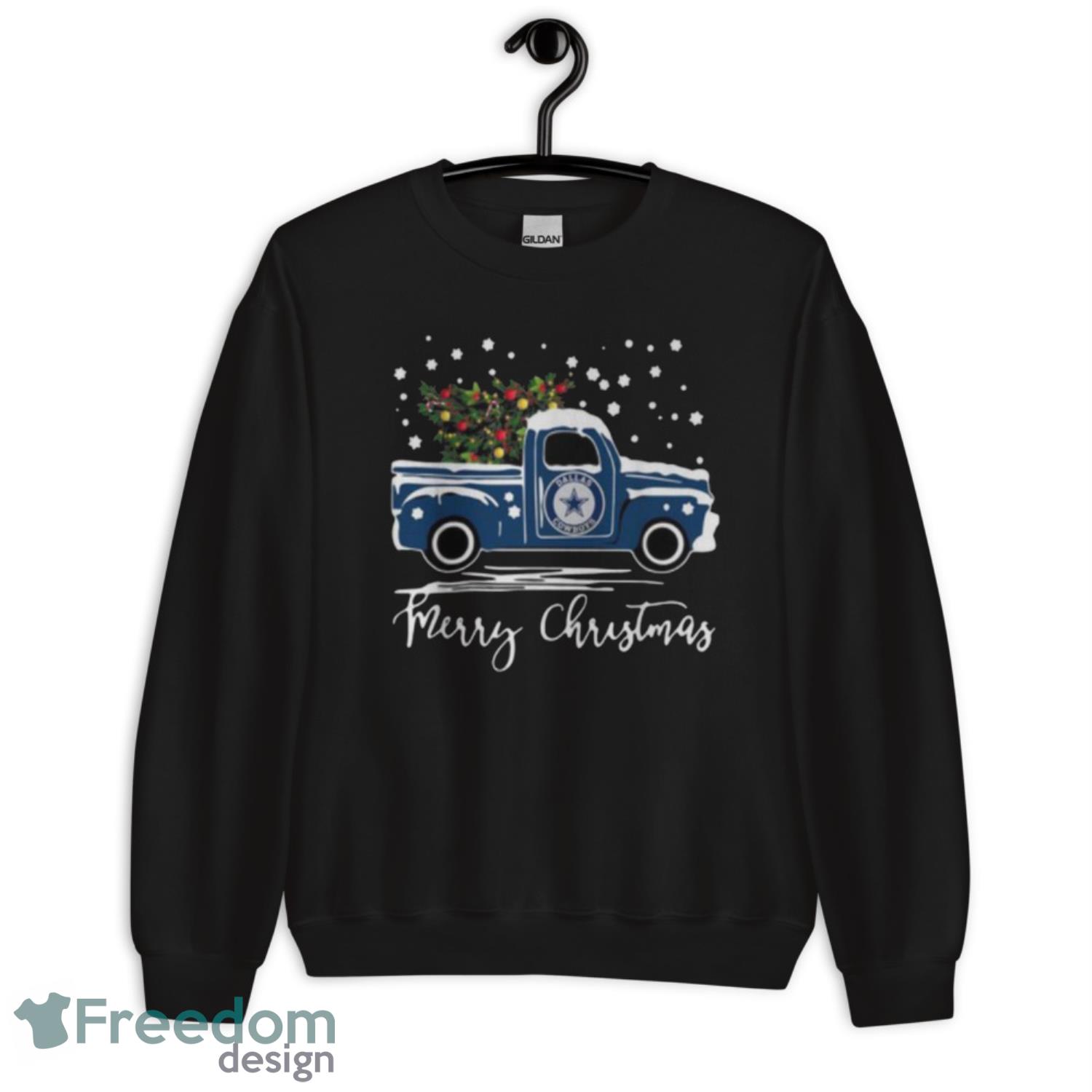 Dallas Cowboys Blue Truck Merry Christmas Shirt Product Photo 1