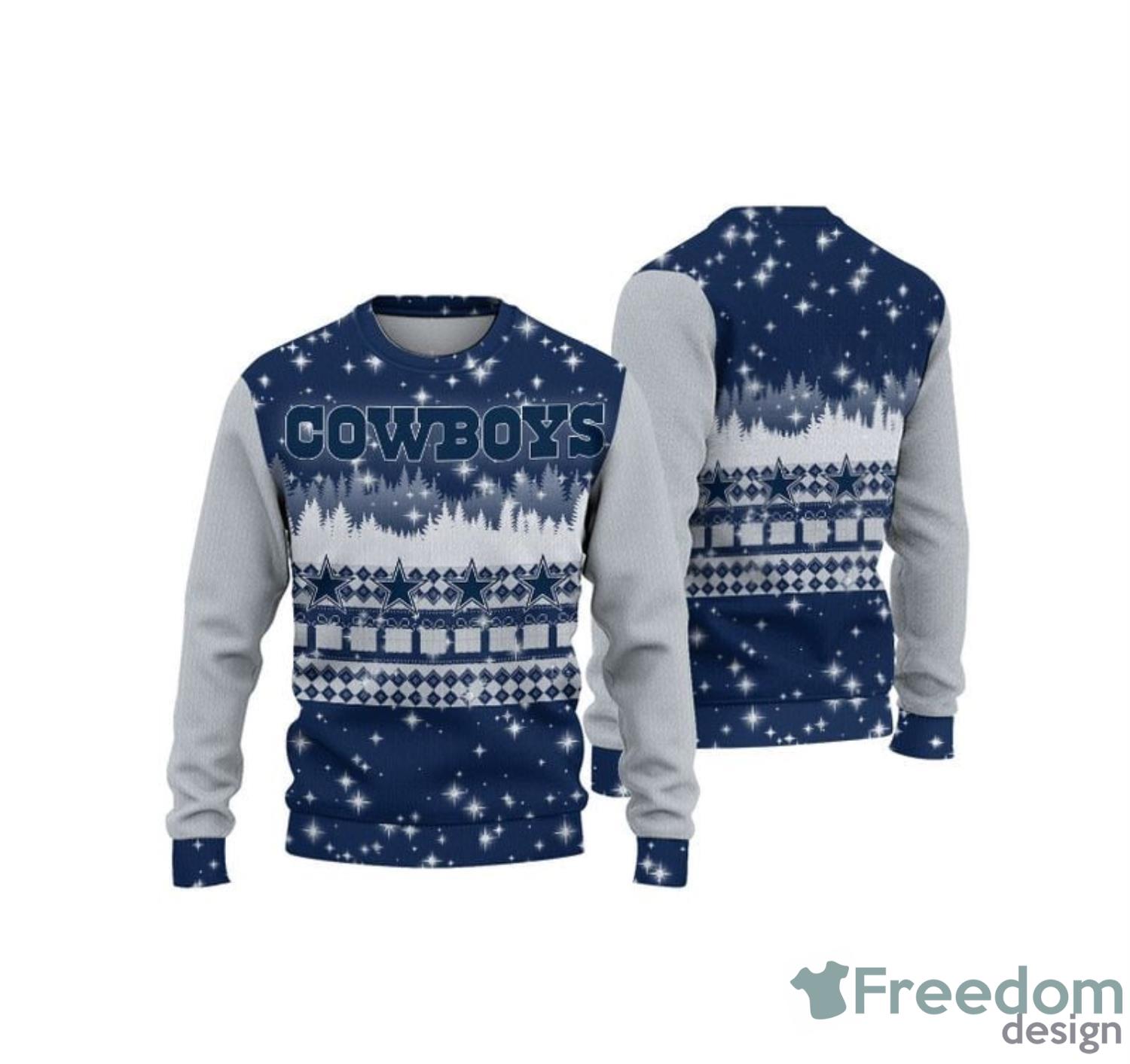 Dallas Cowboys Christmas Forrest Pattern Ugly Christmas Sweater - Limotees