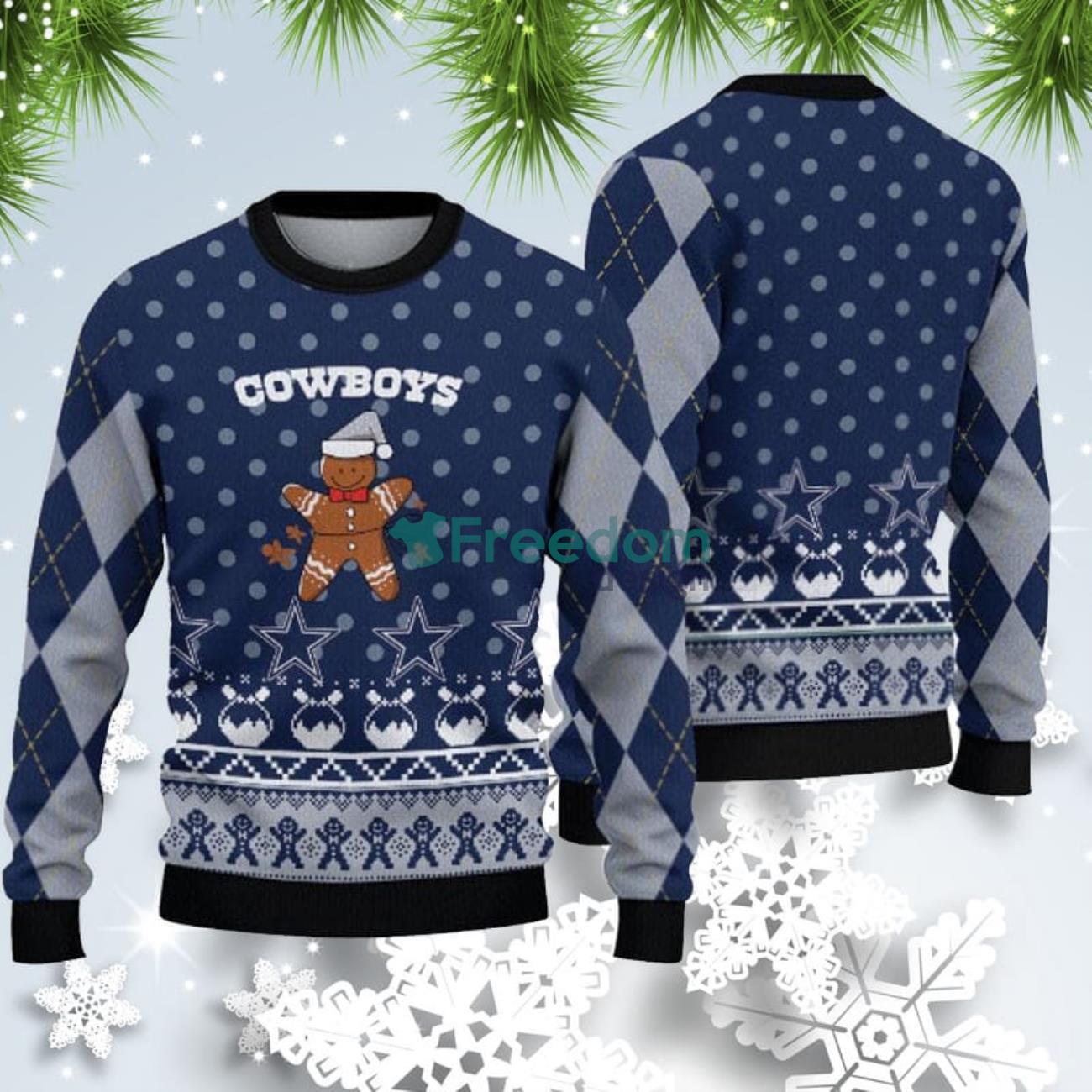 Dallas Cowboys Christmas Gingerbread Man Ugly Christmas Sweater