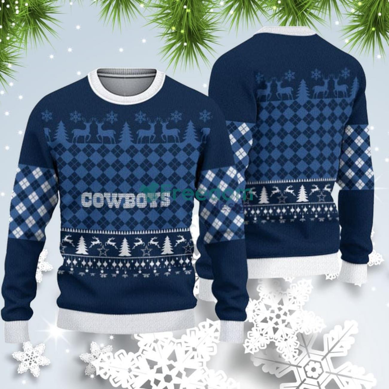 Cowboys Snowflakes Dallas Cowboys Ugly Christmas Sweater For Men And Women  - Freedomdesign