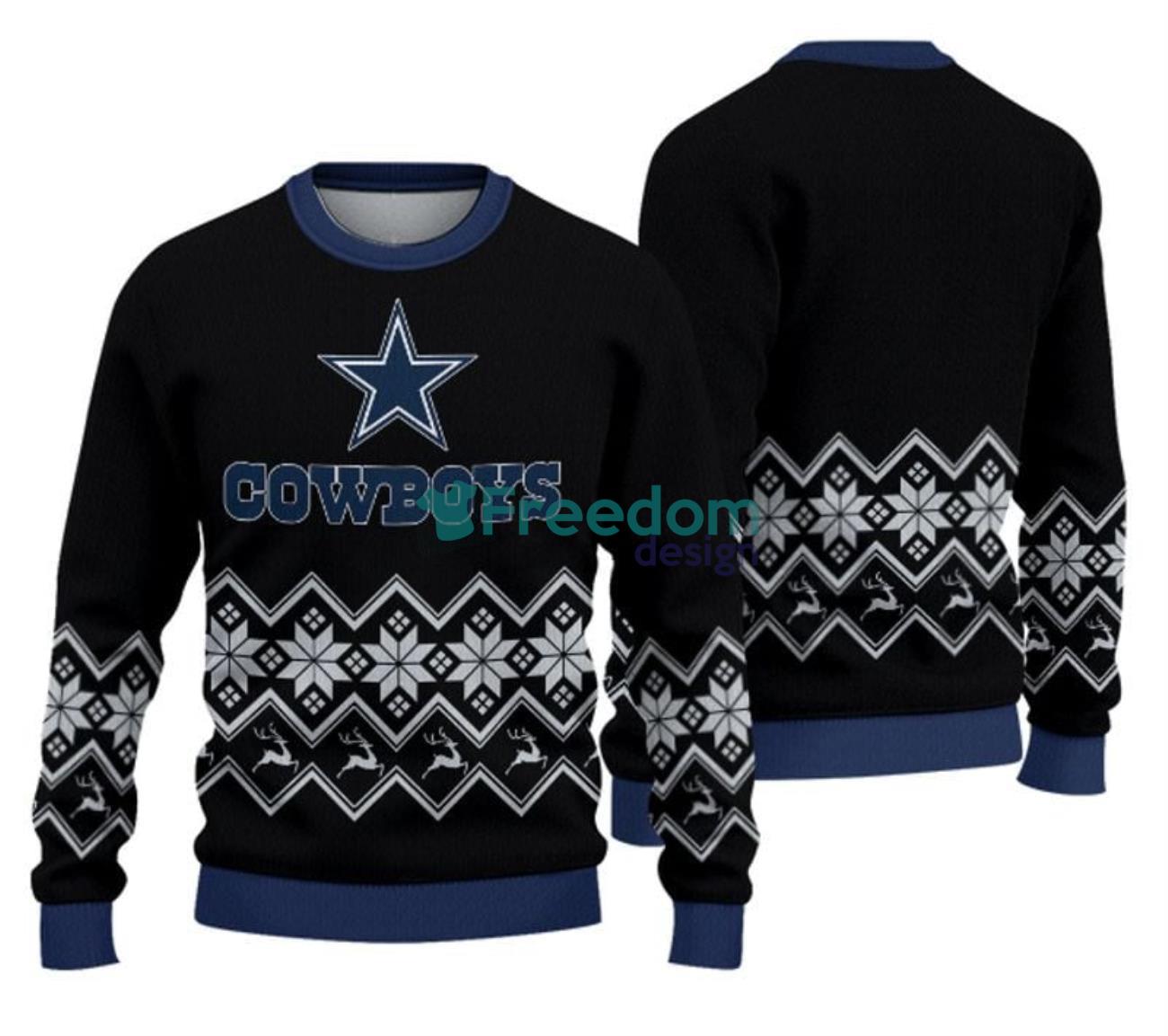 Christmas Gift Dallas Cowboys Christmas Snowflakes Pattern 3D Ugly