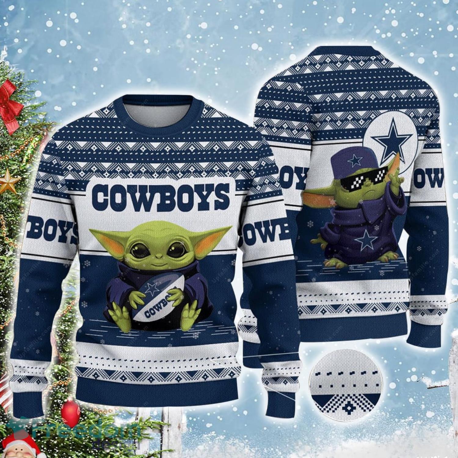 Youth Baby Yoda Dallas Cowboys NFL Christmas Ugly Sweater - Limotees