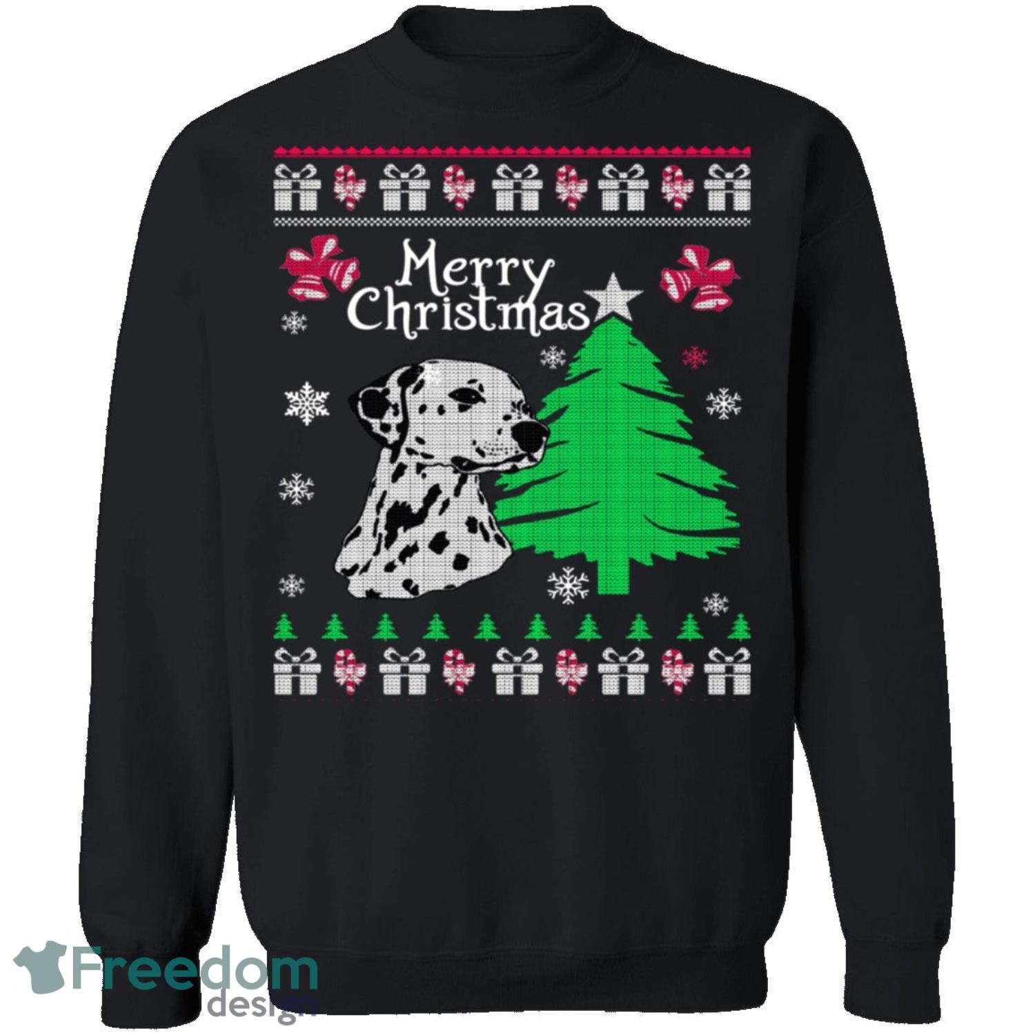 Dalmation Knitting Pattern Ugly Christmas Sweatshirt - dalmation-knitting-pattern-ugly-christmas-sweatshirt-1