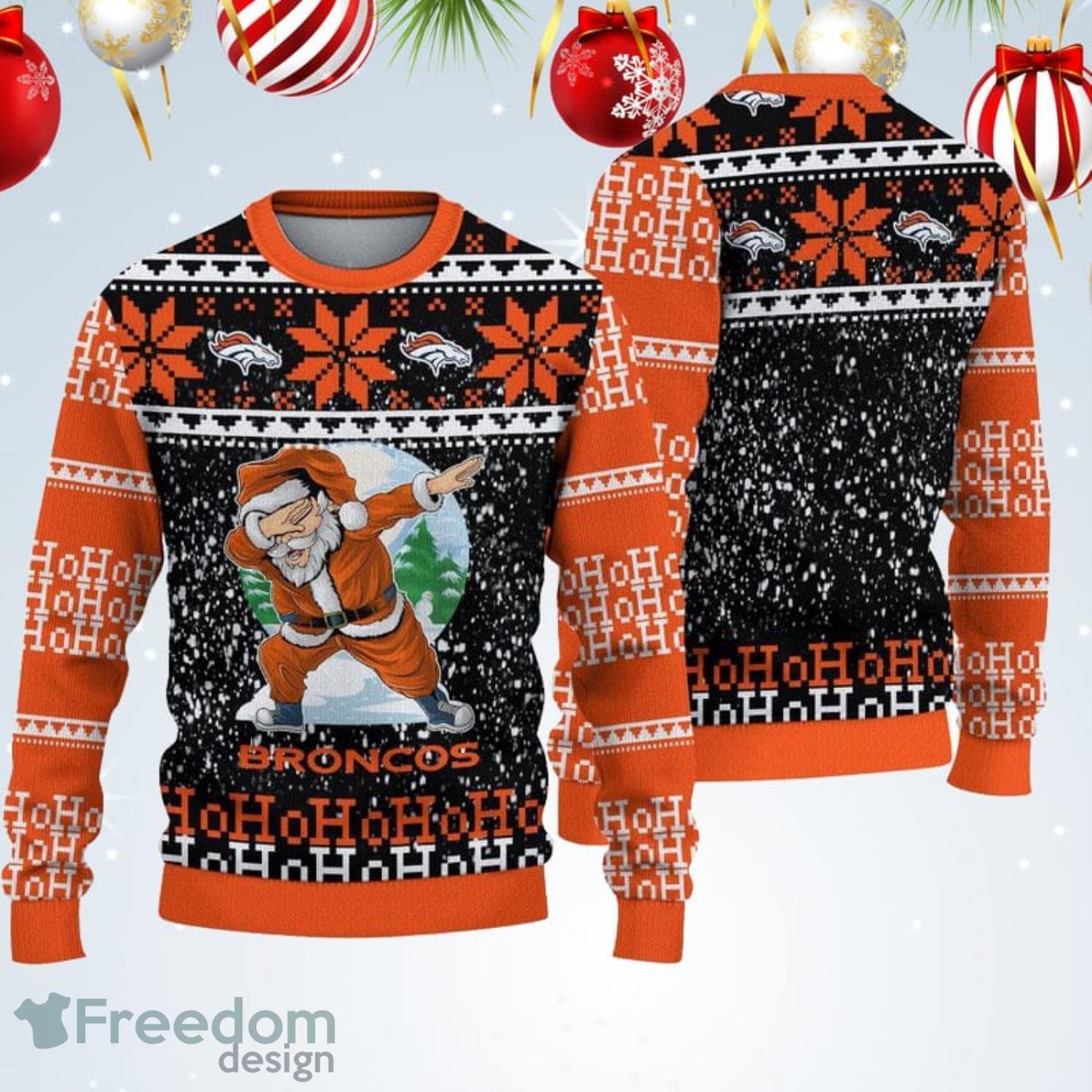 Denver Broncos Christmas Ho Ho Ho Santa Claus Dabbing Ugly Christmas  Sweater - Freedomdesign