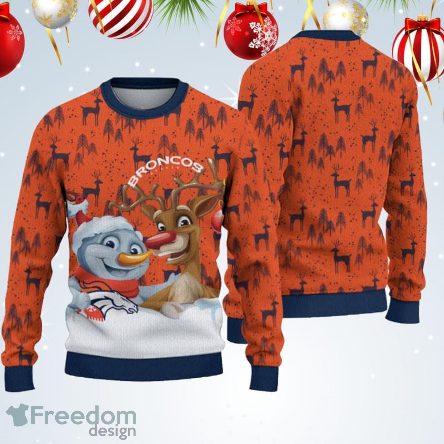 Denver Broncos Christmas Reindeer Ugly Christmas Sweater - Freedomdesign