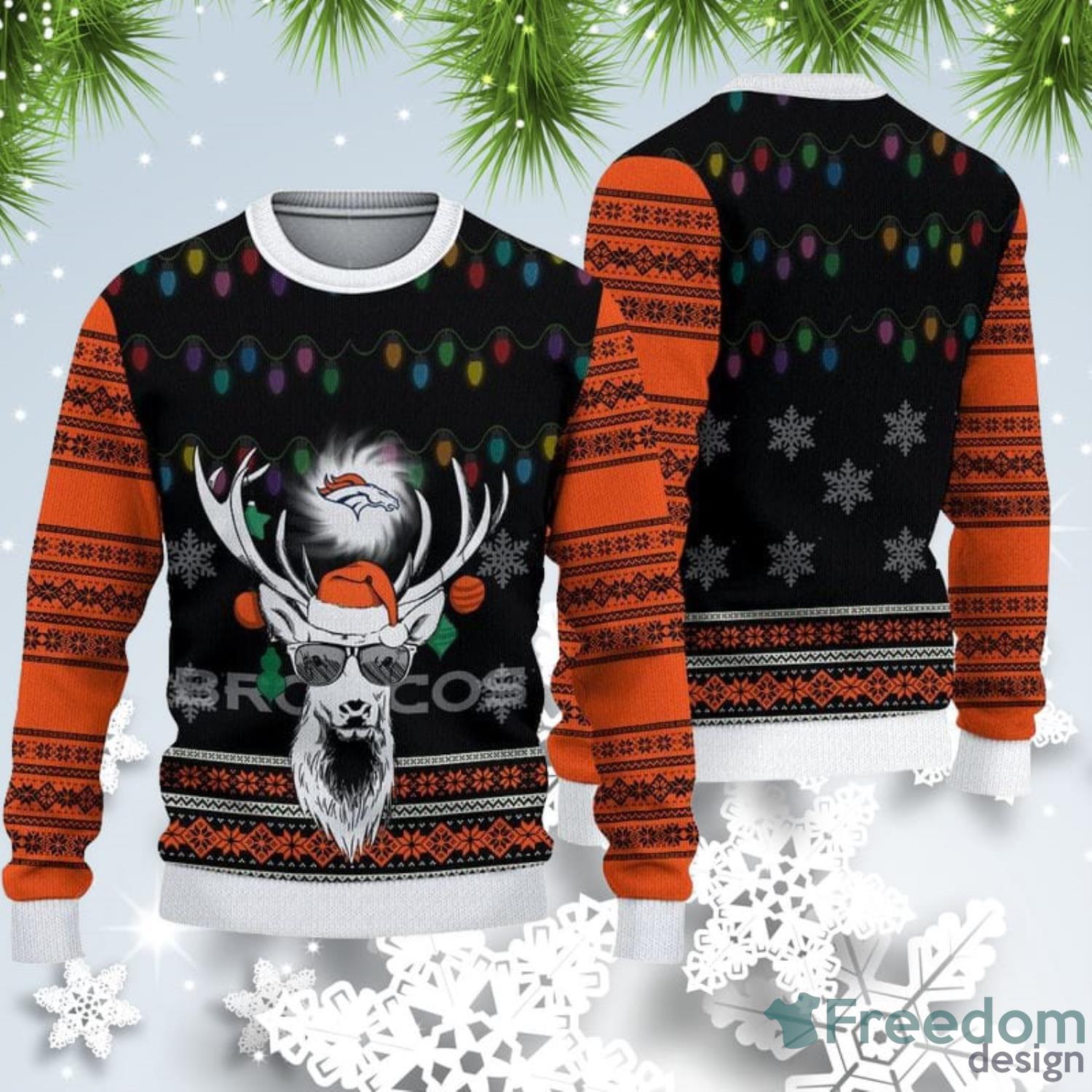 Denver Broncos Christmas Reindeer Ugly Christmas Sweater - Freedomdesign