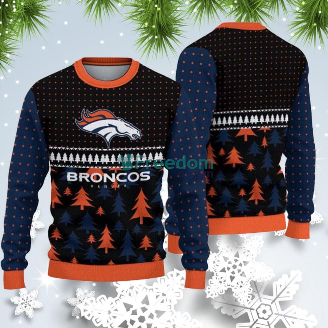 Denver Broncos Snowflake Pattern Ugly Christmas Sweater