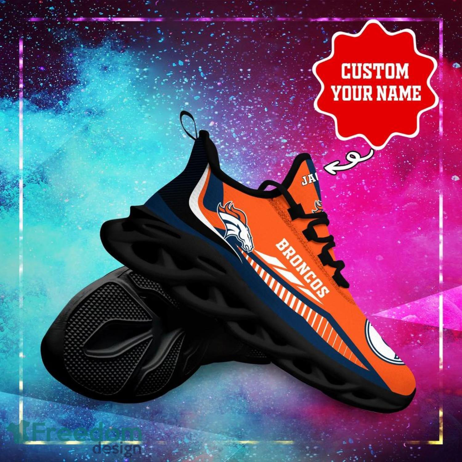 Denver Broncos NFL Custom Name Max Soul Shoes Special Gift For Men Women  Fans