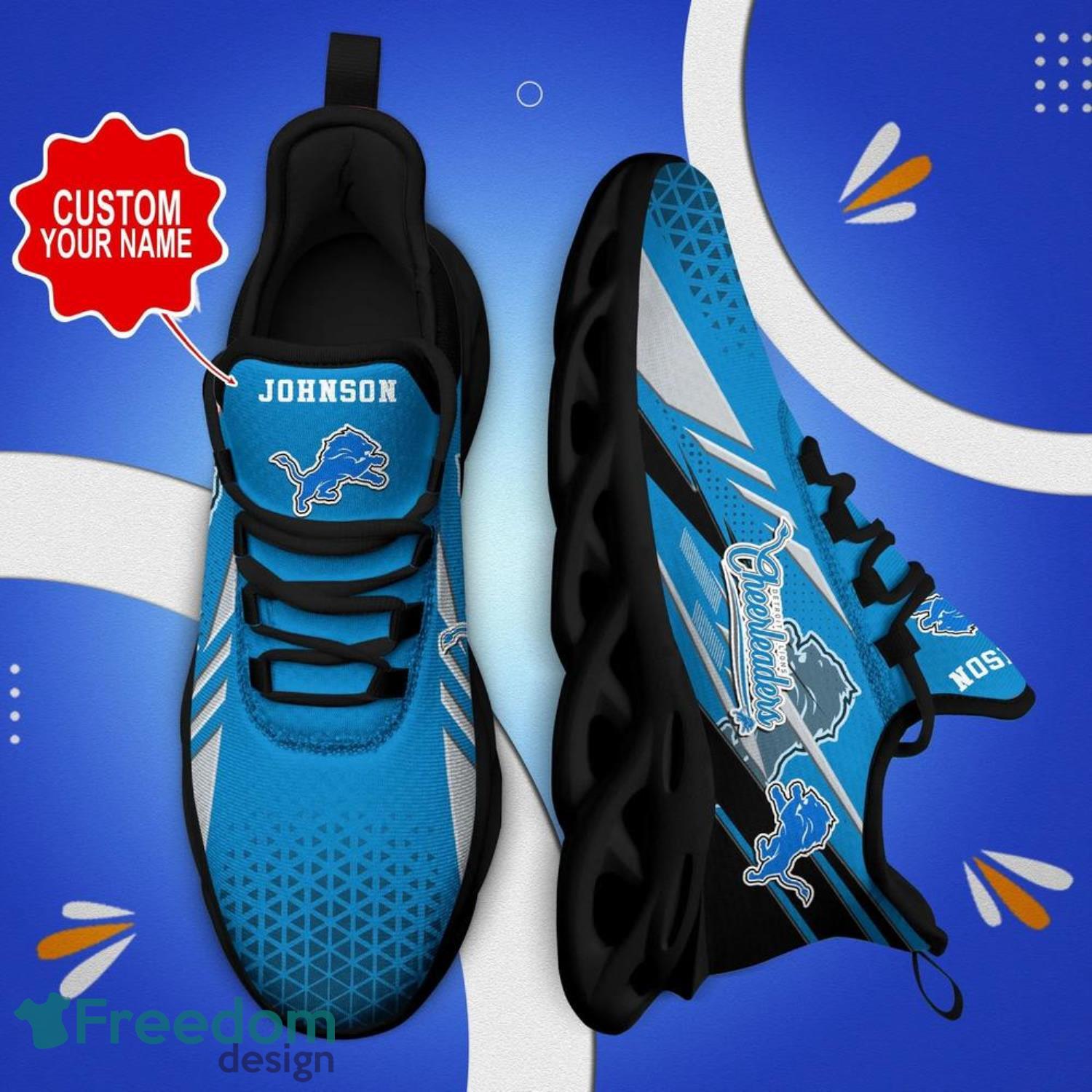 Detroit Lions Personalized Name NFL Ultra Sneakers Max Soul Shoes -  Freedomdesign