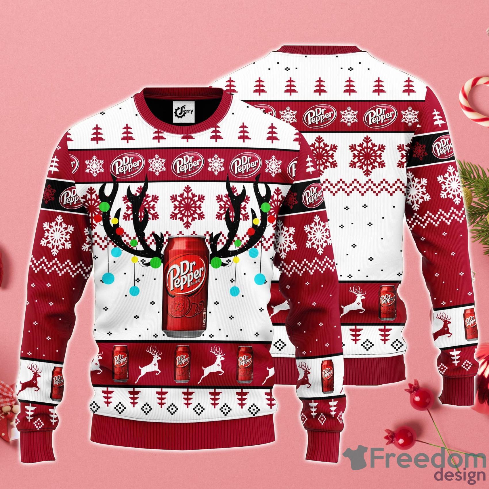 Dr Pepper Reindeer Ugly Christmas Sweater Product Photo 1 Dr Pepper Reindeer Ugly Christmas Sweater Product Photo 1