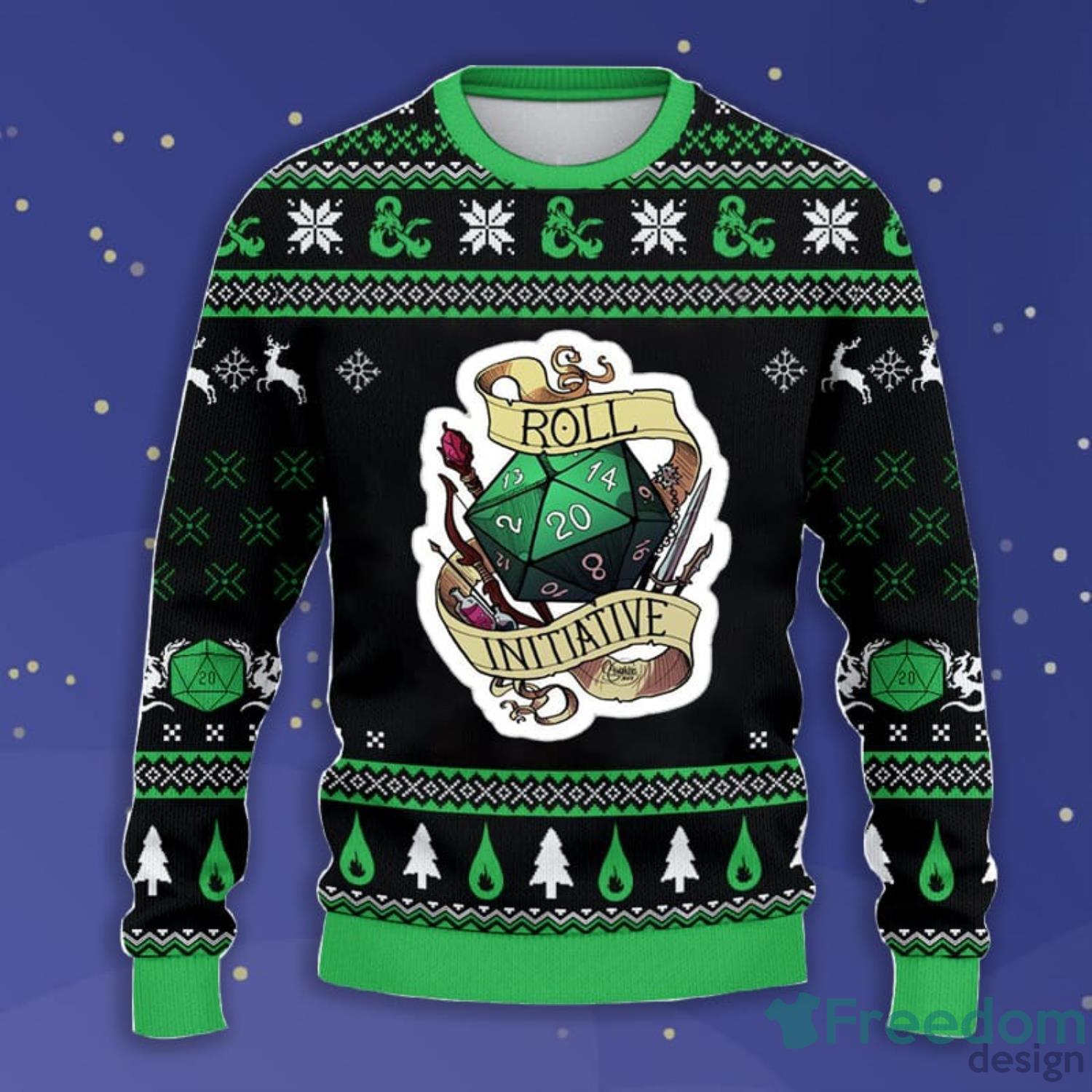 Dungeons Dragons Roll Initiative Ugly Christmas Sweater Christmas Gift Sweater Product Photo 1 Dungeons Dragons Roll Initiative Ugly Christmas Sweater Christmas Gift Sweater Product Photo 1