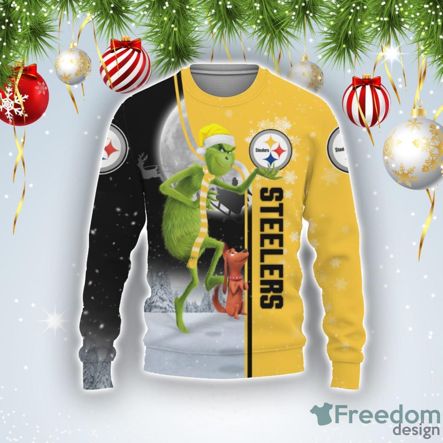 Pittsburgh Steelers Grinch All Over Print 3D Christmas Ugly Sweater Gift  For Fans