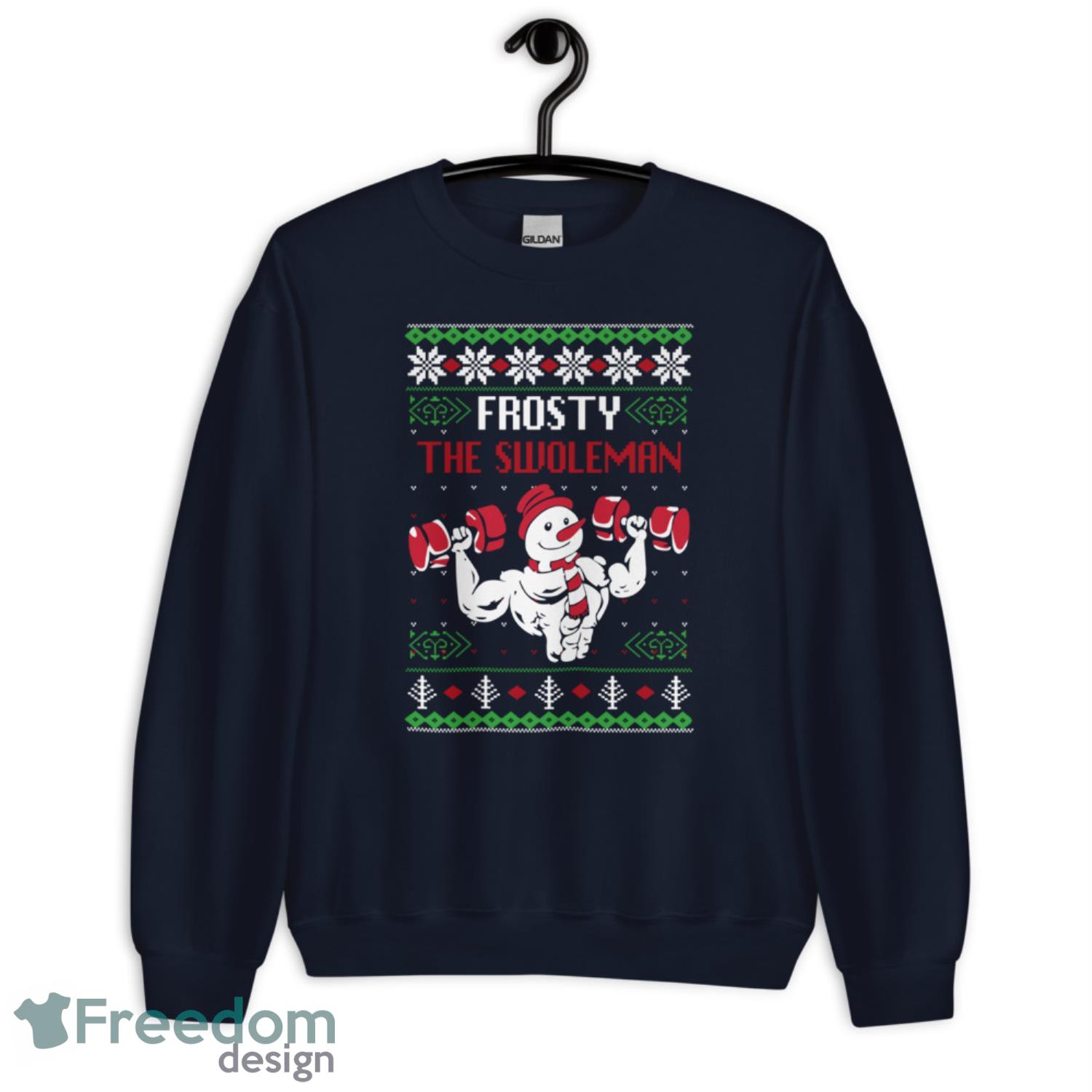 Frosty The Swoleman Snowman Gym Lover Christmas Shirts - G185 Crewneck Sweatshirt-1