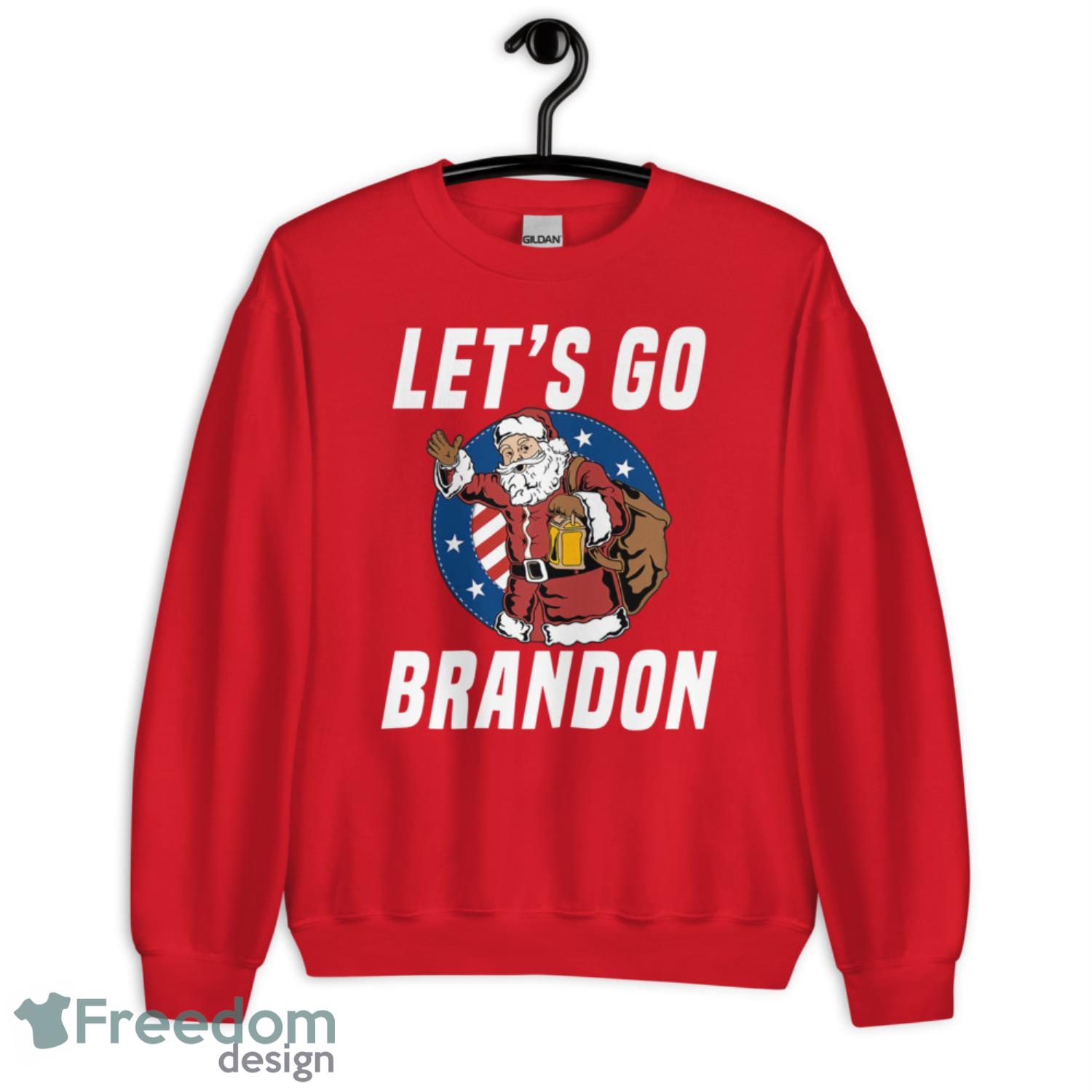 Funny Santa Lets Go Brandon Christmas Shirt - G185 Crewneck Sweatshirt-2