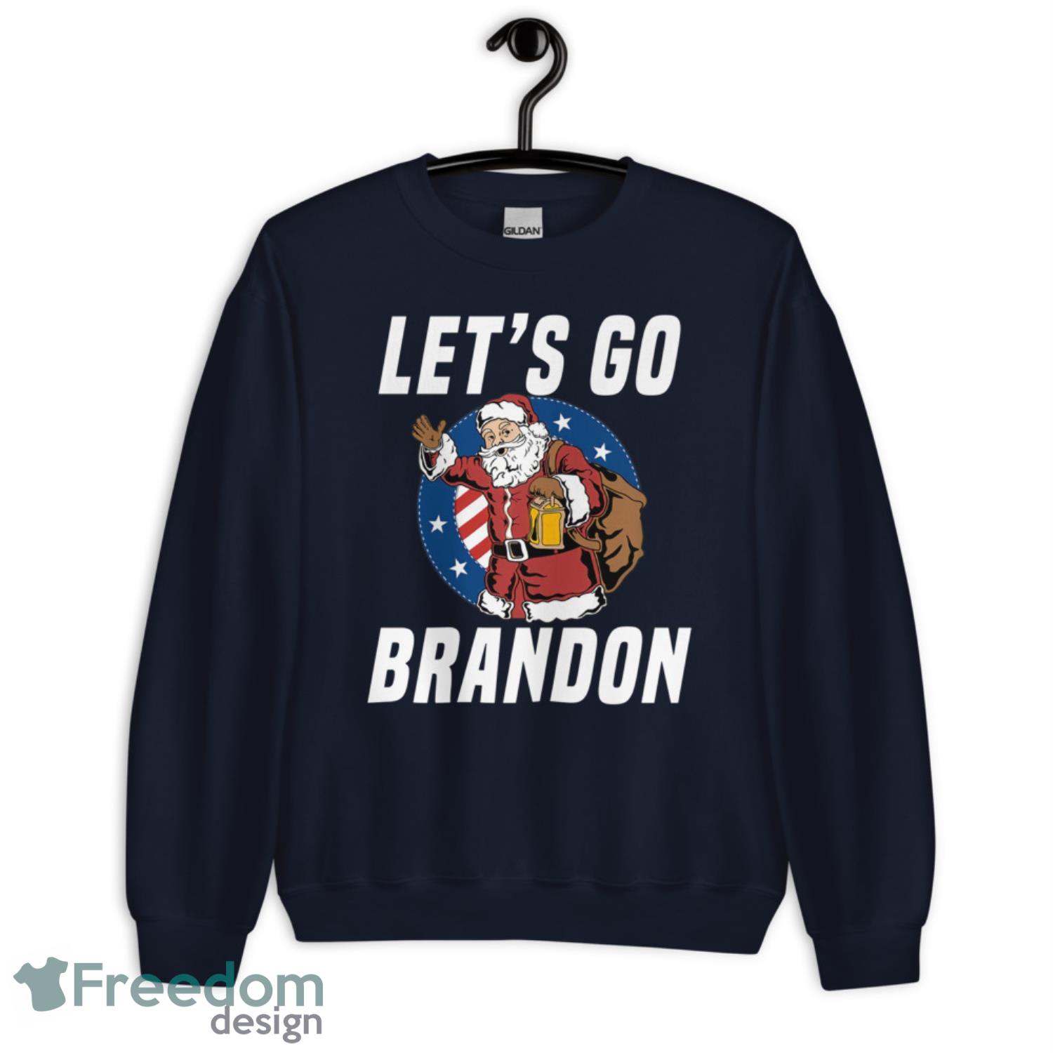 Funny Santa Let's Go Brandon Christmas Shirt - G185 Crewneck Sweatshirt-1