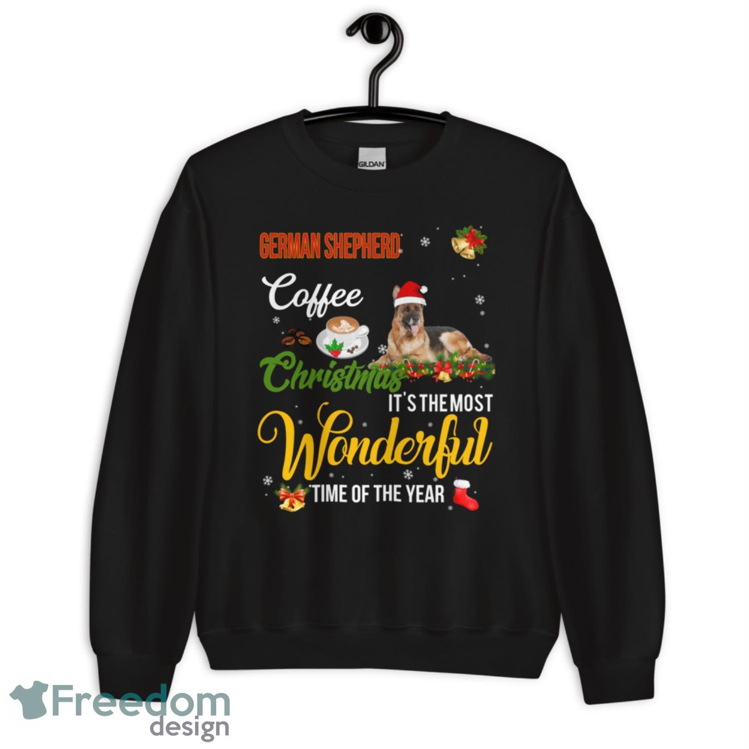 German Shepherd Coffee Christmas Its The Most Wonderful Time Of The Year Christmas Sweatshirt - G185 Crewneck Sweatshirt