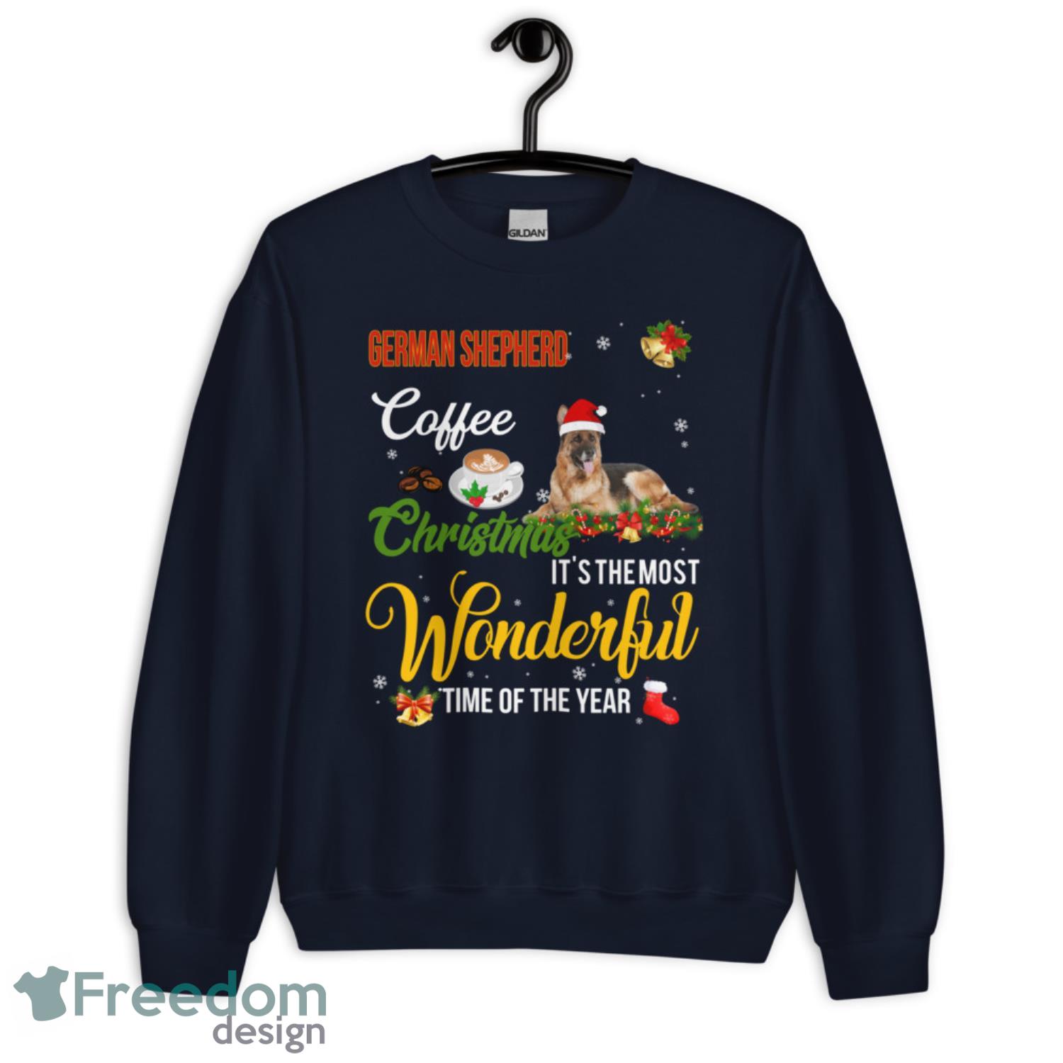 German Shepherd Coffee Christmas It's The Most Wonderful Time Of The Year Christmas Sweatshirt - G185 Crewneck Sweatshirt-1