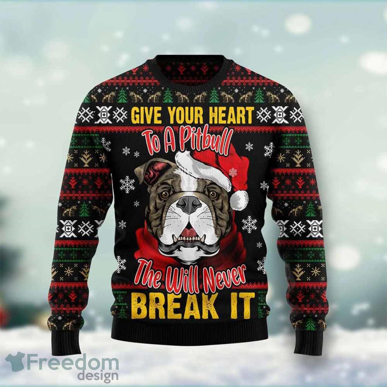 pitbull dog christmas sweater