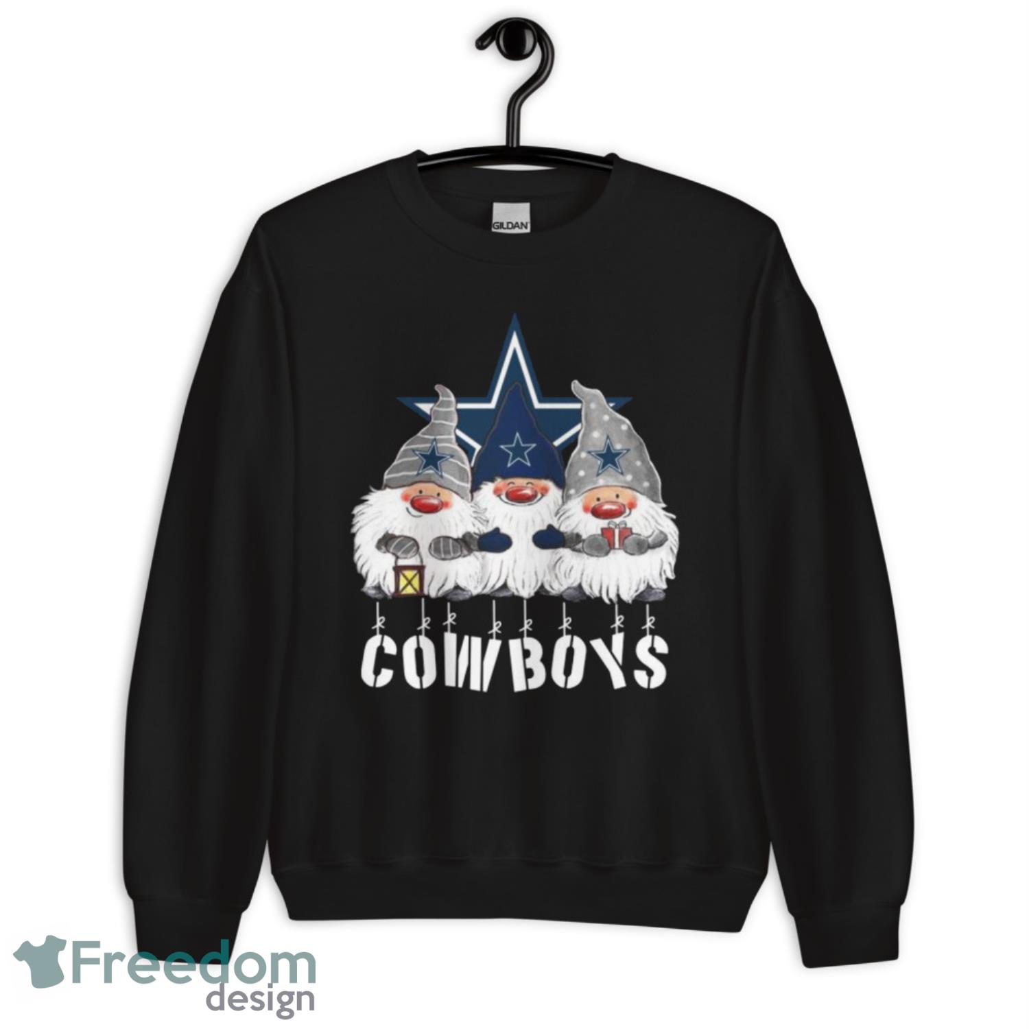 Gnomies Dallas Cowboys Symbol Merry Christmas Shirt - G185 Unisex Heavy Blend Crewneck Sweatshirt