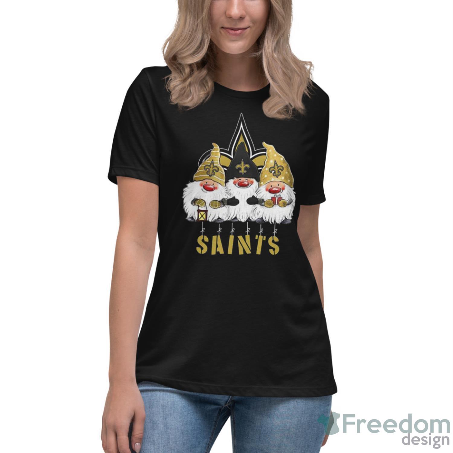 Gnomies New Orleans Saints Christmas - Womens Relaxed Short Sleeve Jersey Tee Gnomies New Orleans Saints Christmas - Womens Relaxed Short Sleeve Jersey Tee