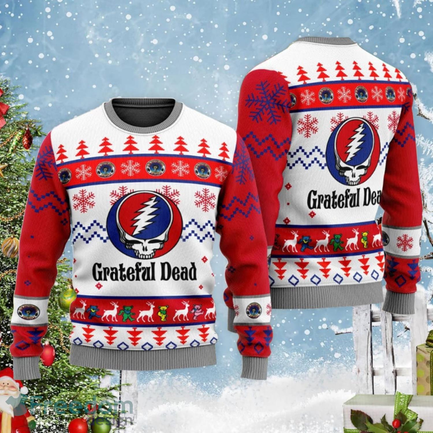 Grateful Dead Calgary Flames 2023 Holiday Ugly Christmas Sweater - Mugteeco