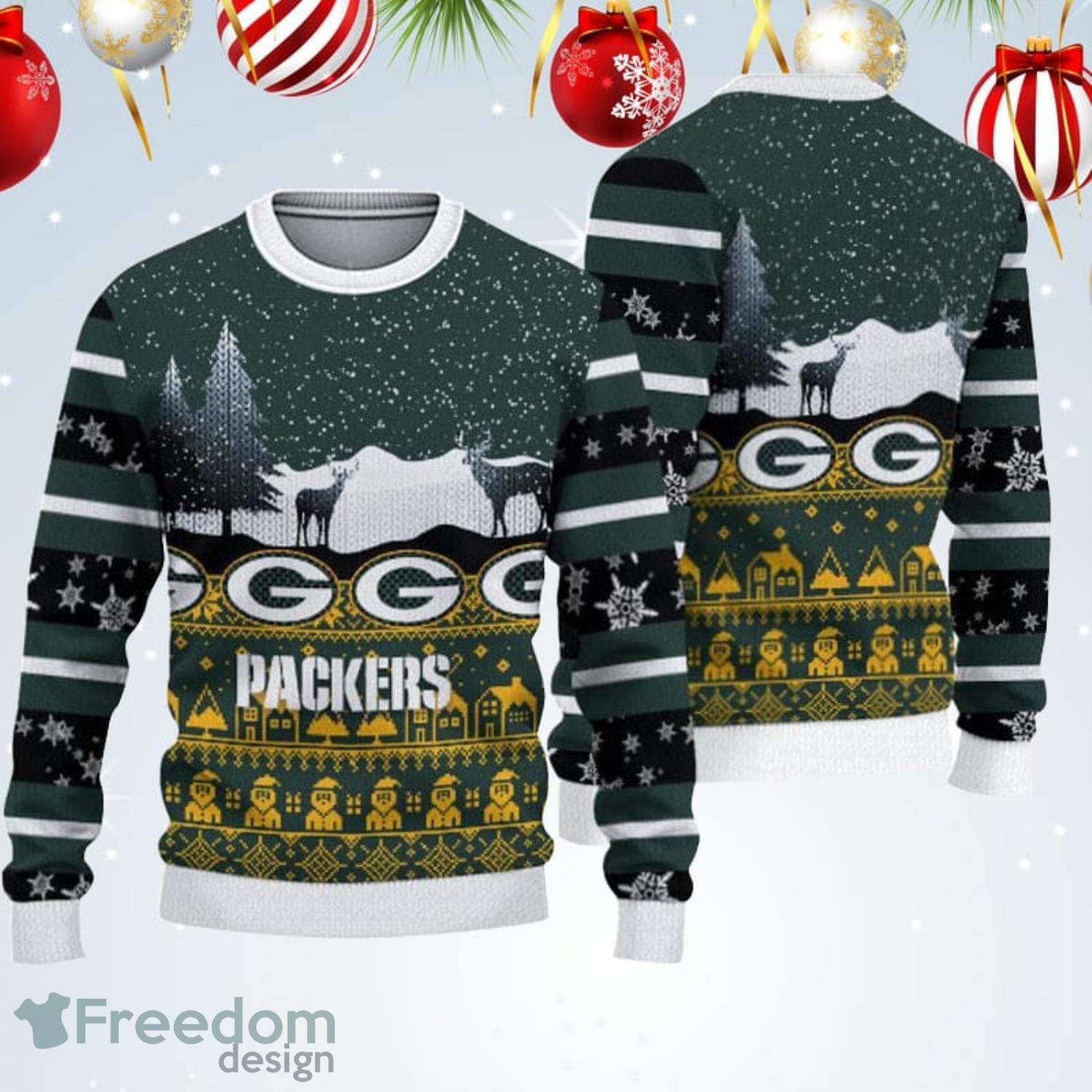 Green Bay Packers Snowflakes Reindeer Pattern Ugly Xmas Sweater For Men And  Women - YesItCustom