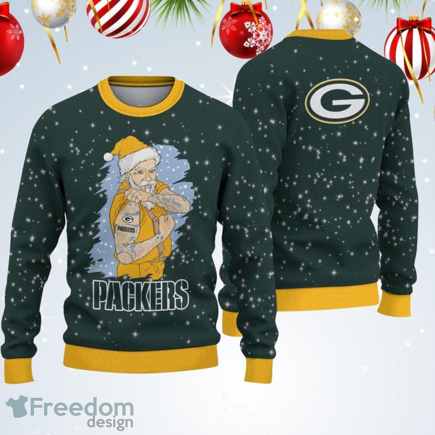 Green Bay Packers Snowflakes Pattern Ugly Christmas Sweater