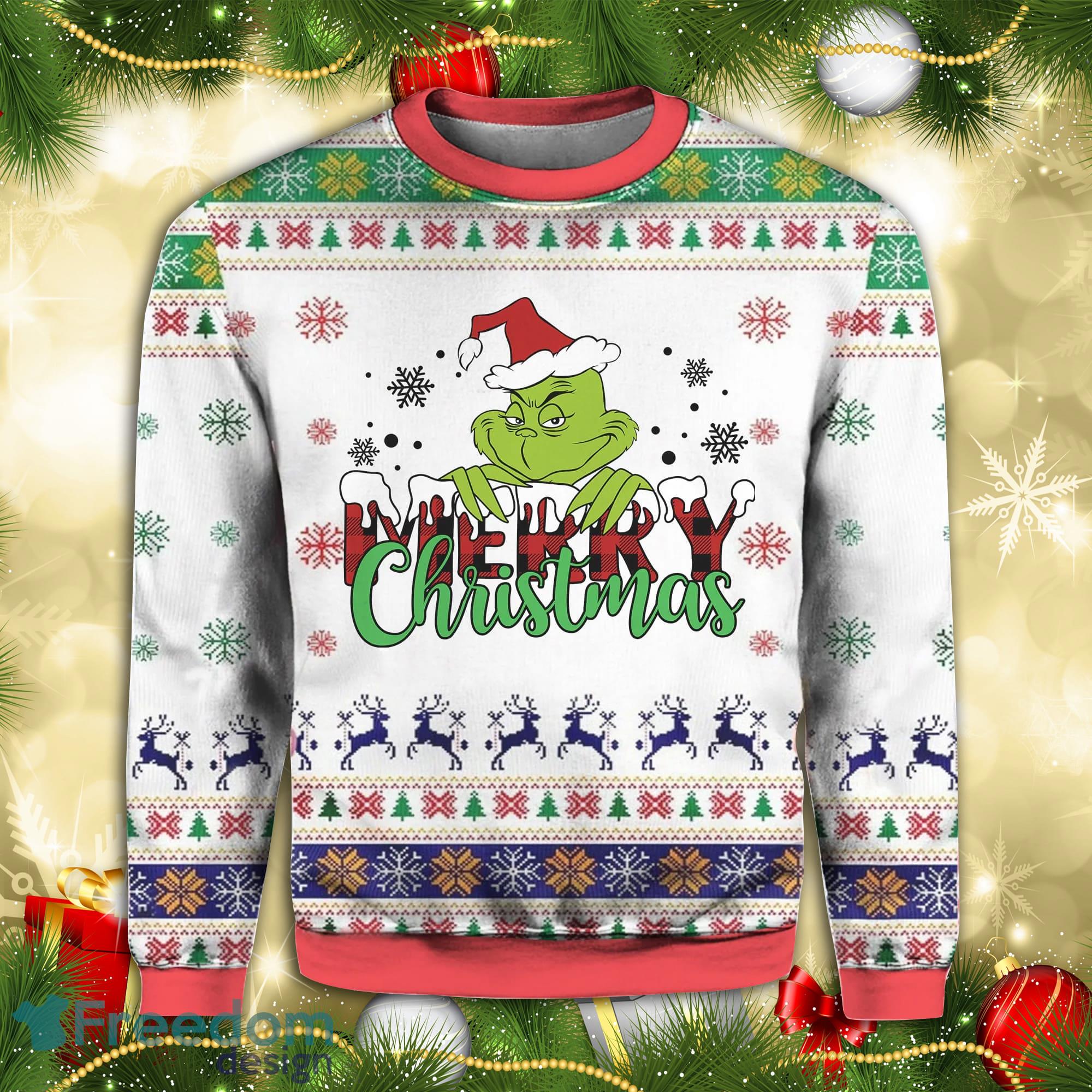 Grinch Merry Christmas Knitted Ugly Christmas Sweater - YesItCustom