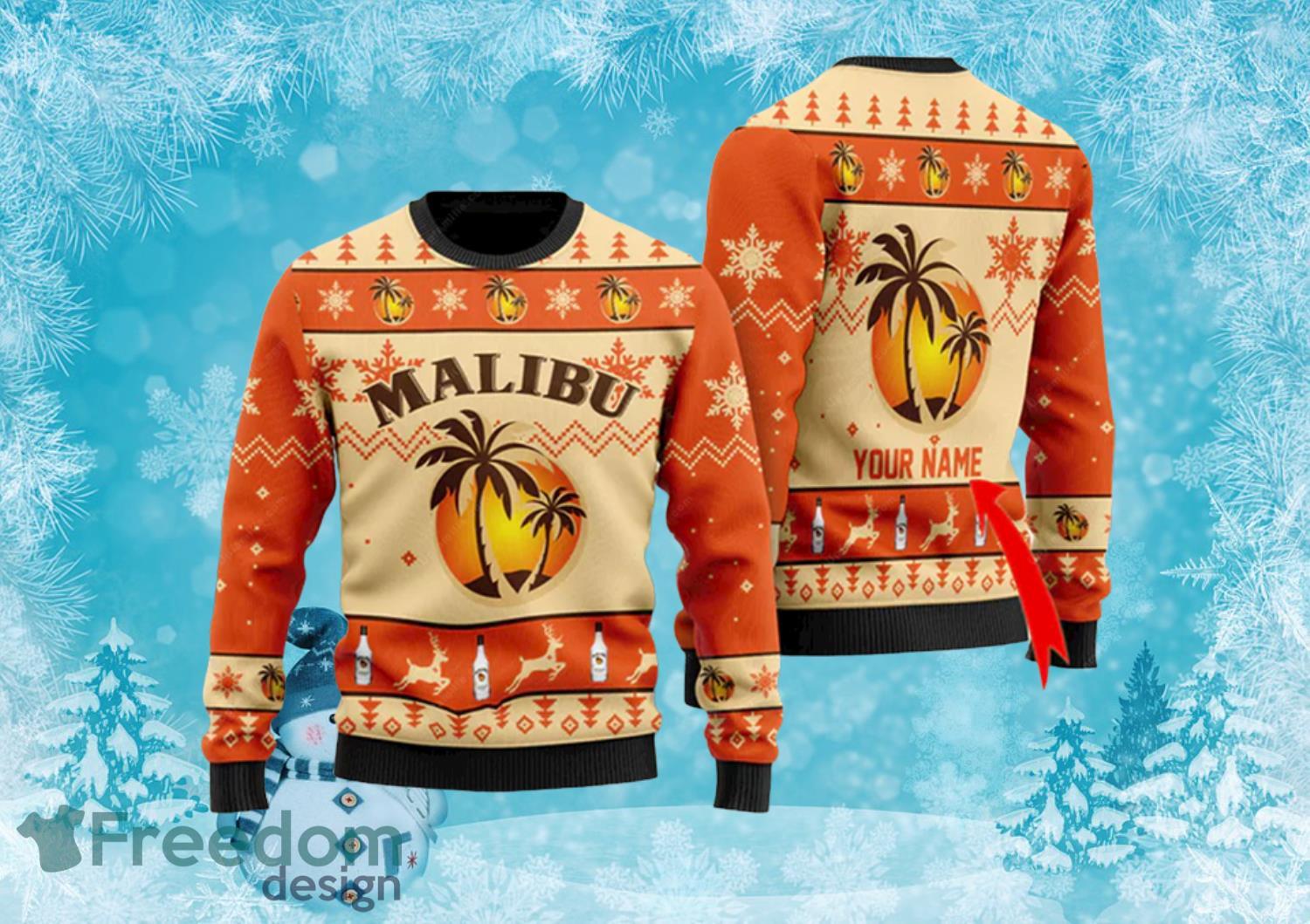 Hawaiian Malibu Rum Personalized Ugly Christmas Sweater Full Over Print Product Photo 1