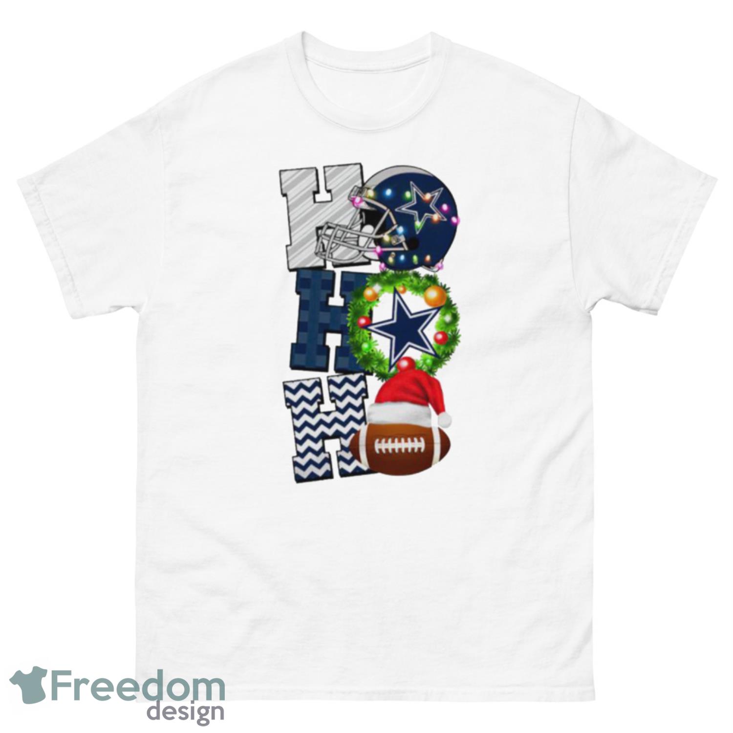 Ho Ho Ho Dallas Cowboys Football Christmas Light Santa Hat Shirt -  Freedomdesign