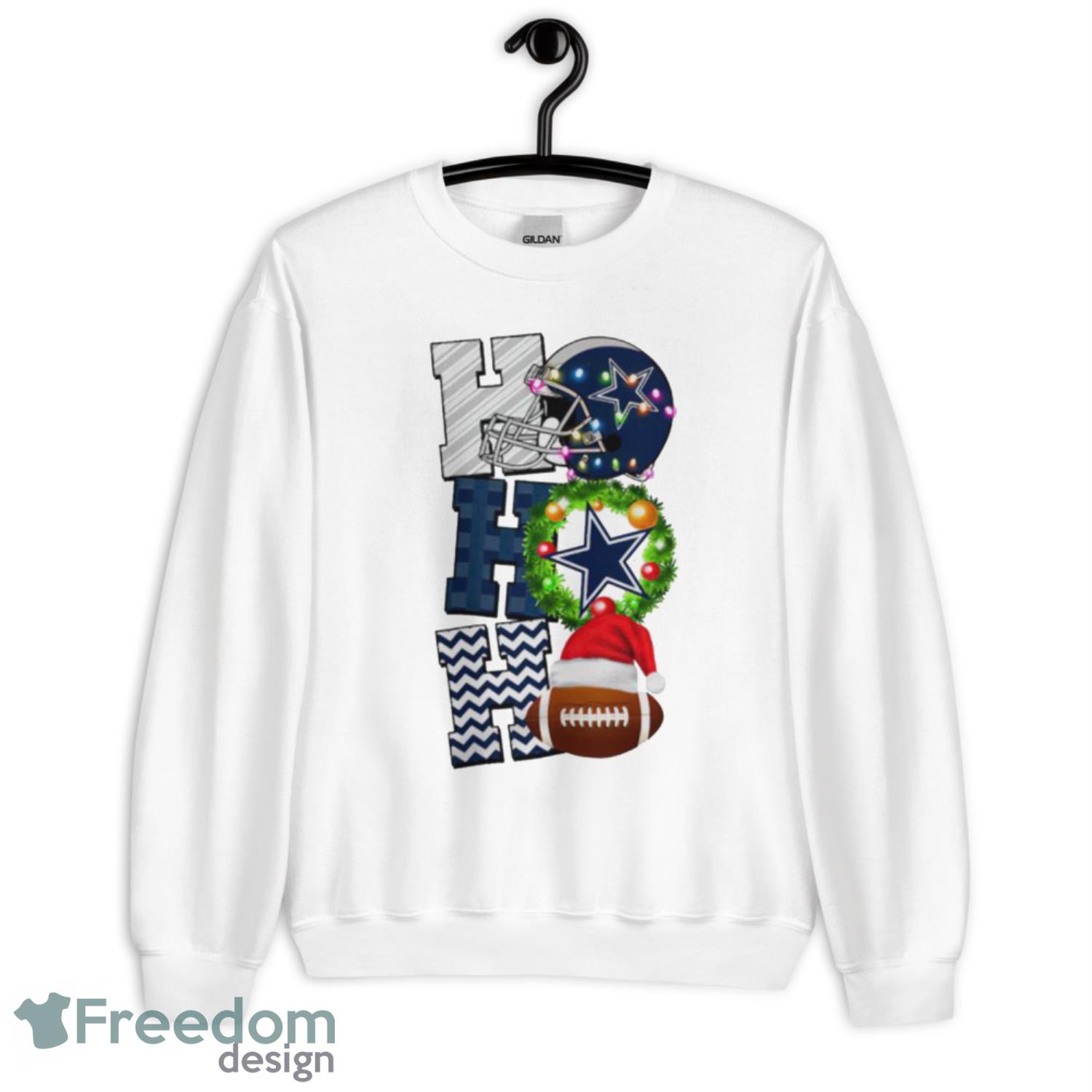 Ho Ho Ho Dallas Cowboys Football Christmas Light Santa Hat Shirt -  Freedomdesign