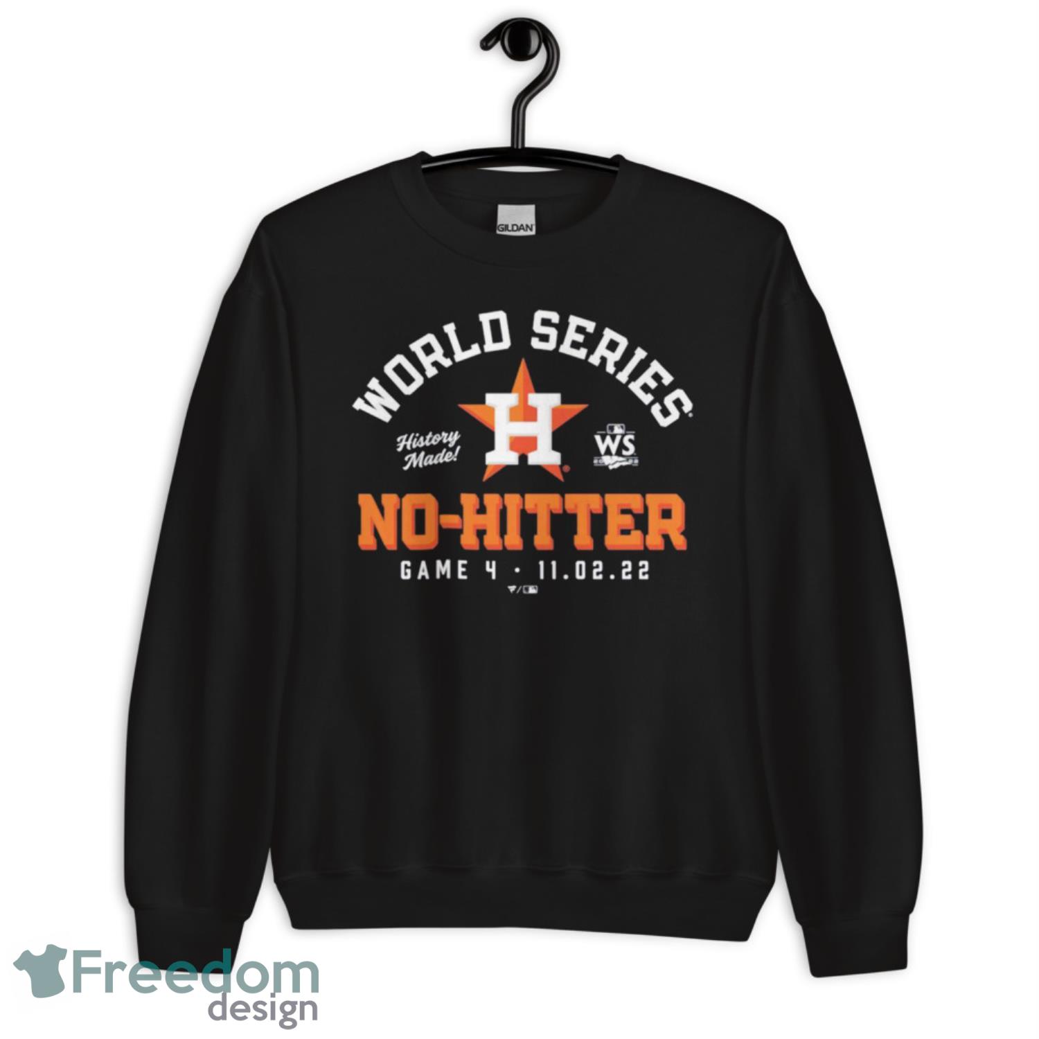 Houston Astros 2022 World Series No-Hitter History Made Shirt - G185 Unisex Heavy Blend Crewneck Sweatshirt