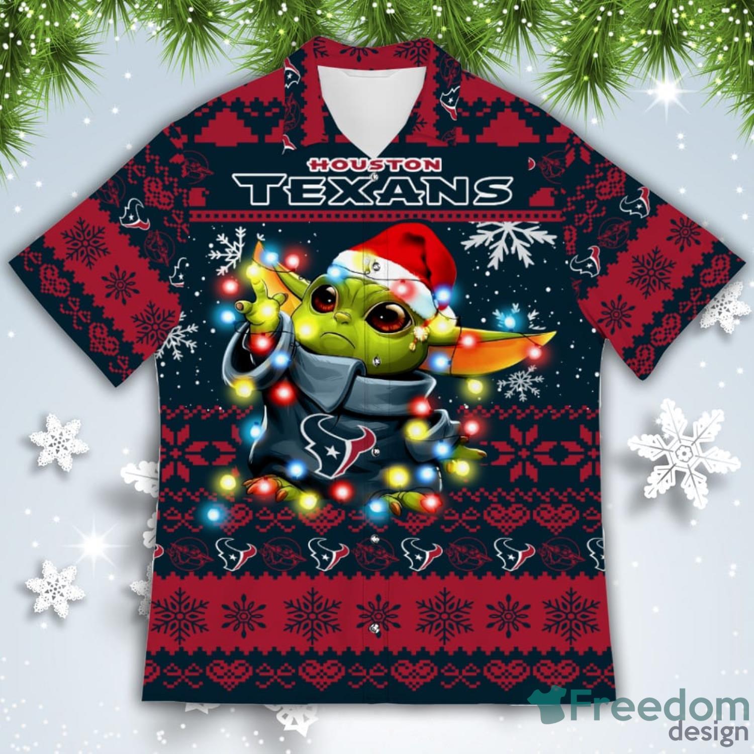 Houston Texans Baby Yoda Star Wars Ugly Christmas Sweater Pattern 3D  Hawaiian Shirt Christmas Gift - YesItCustom