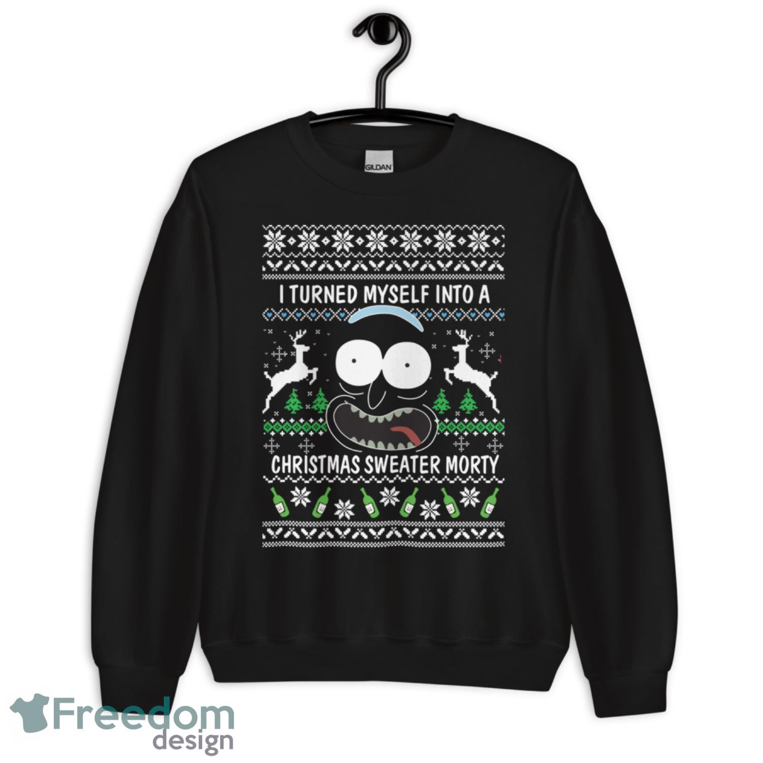 I Turned My Self Into Christmas Sweater Morty - G185 Unisex Heavy Blend Crewneck Sweatshirt