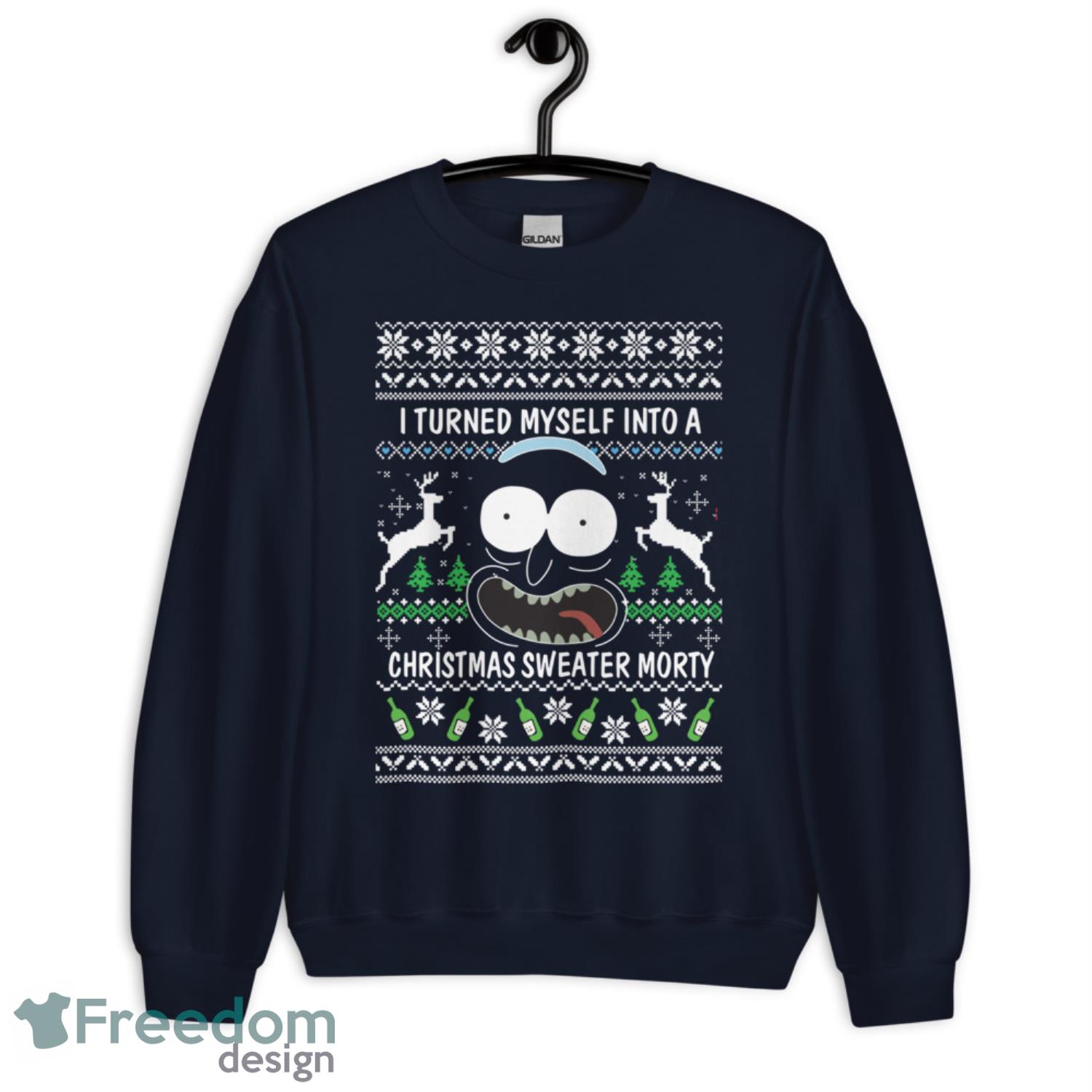 I Turned My Self Into Christmas Sweater Morty - G185 Unisex Heavy Blend Crewneck Sweatshirt-1