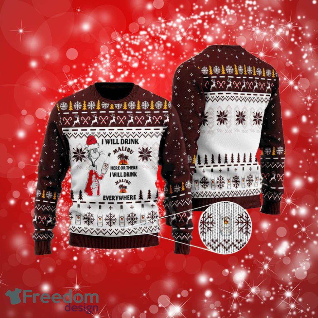 I Will Drink Malibu Rum Everywhere Christmas Ugly Sweater Product Photo 1