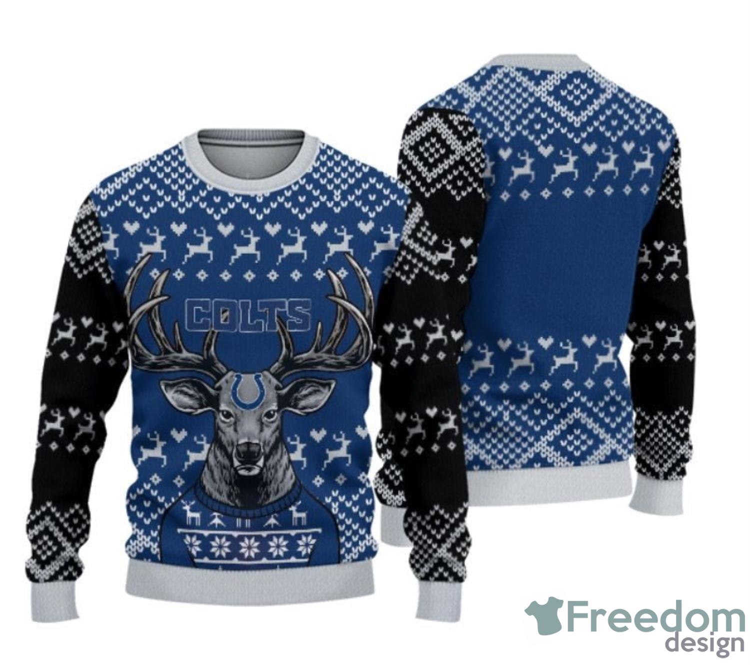Indianapolis Colts Christmas Reindeer Pattern Ugly Christmas Sweater Product Photo 1 Indianapolis Colts Christmas Reindeer Pattern Ugly Christmas Sweater Product Photo 1
