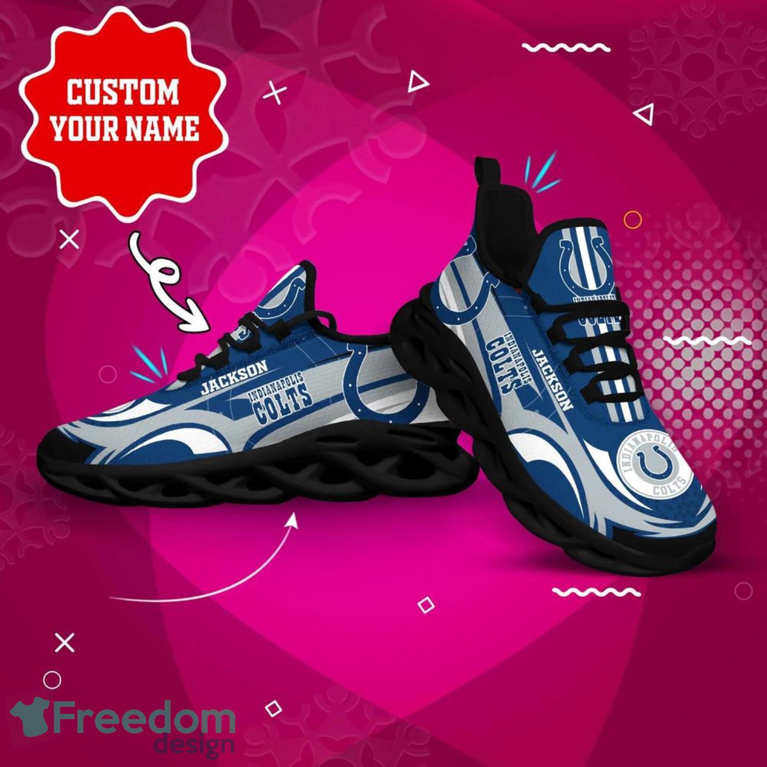 Indianapolis Colts Custom Name Sneakers Max Soul Shoes Sport Shoes For Men  And Women - Freedomdesign