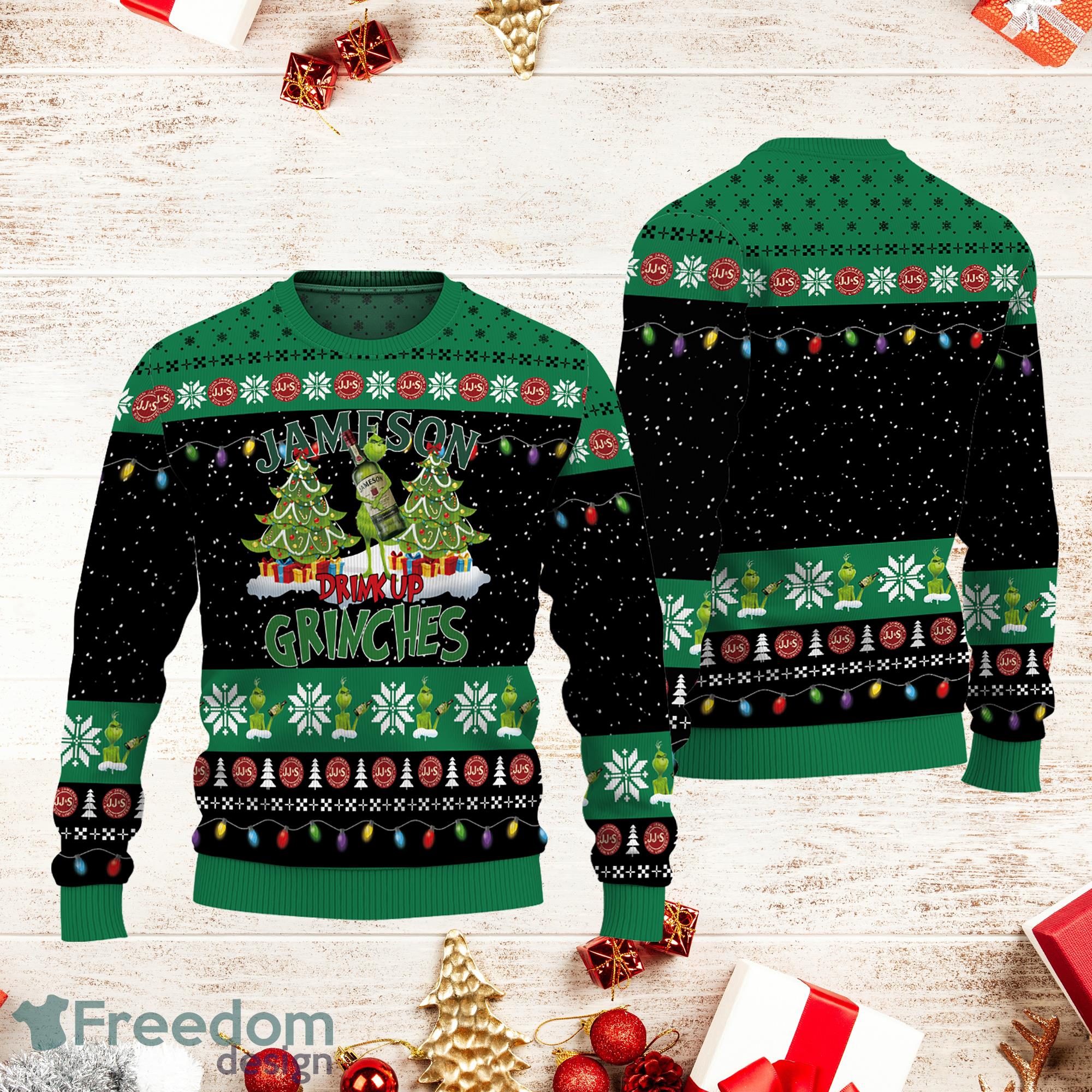 Jameson Drink Up Grinches Full Print Ugly Christmas Sweater Product Photo 1