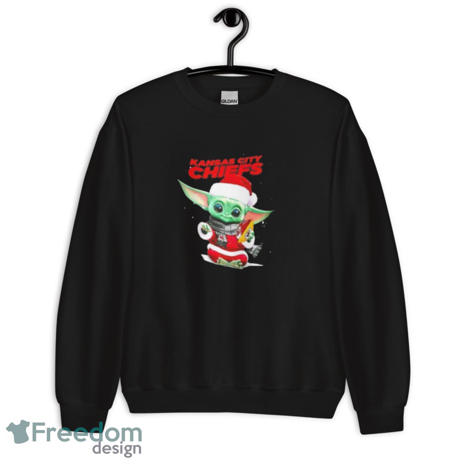 Kansas City Chiefs Baby Yoda Merry Christmas shirt - G185 Unisex Heavy Blend Crewneck Sweatshirt
