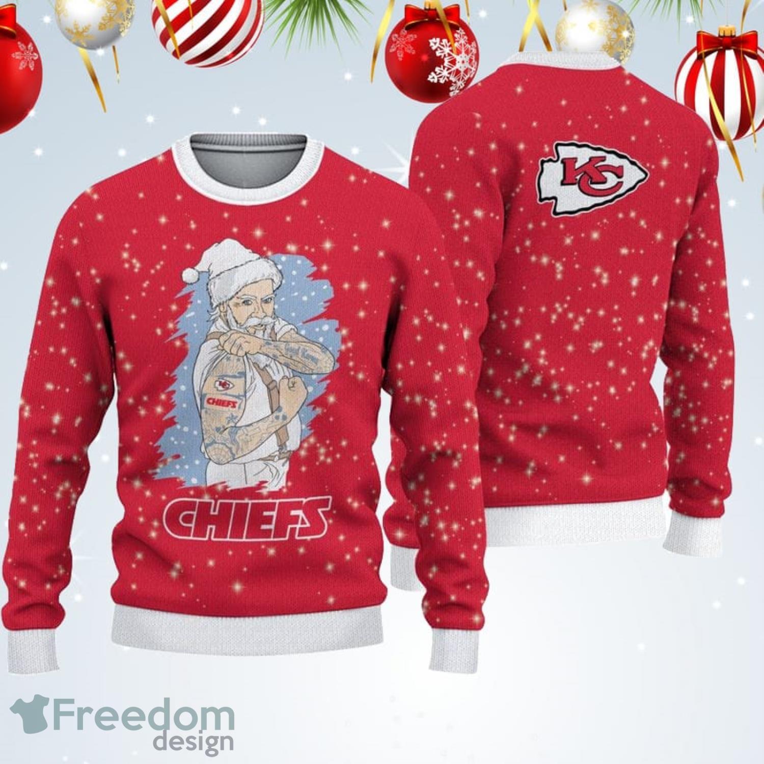 Baby Yoda Kansas City Chiefs Full Print Christmas Ugly Sweater - Banantees