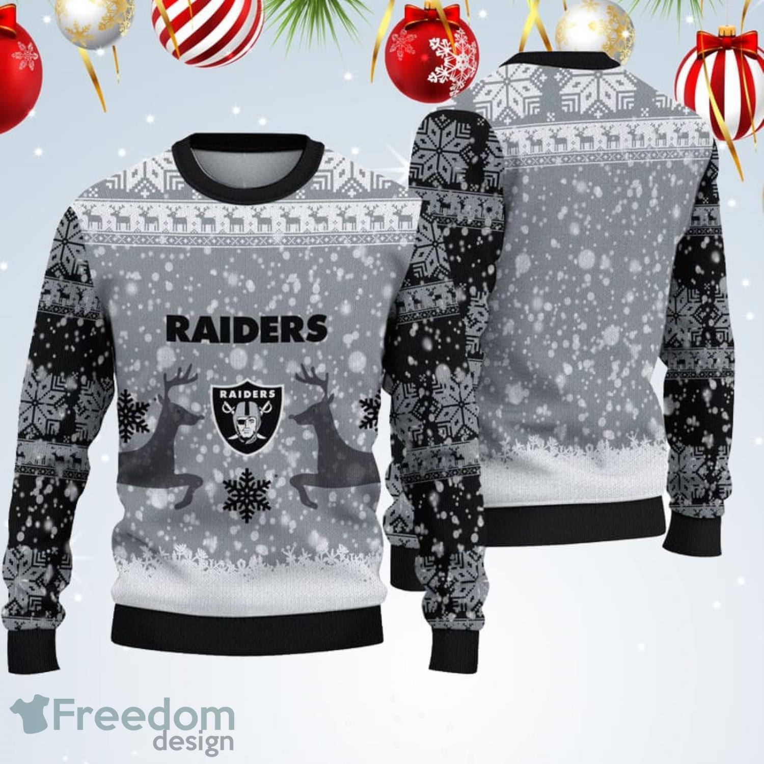 Las Vegas Raiders Christmas Cool Reindeer Ugly Christmas Sweater