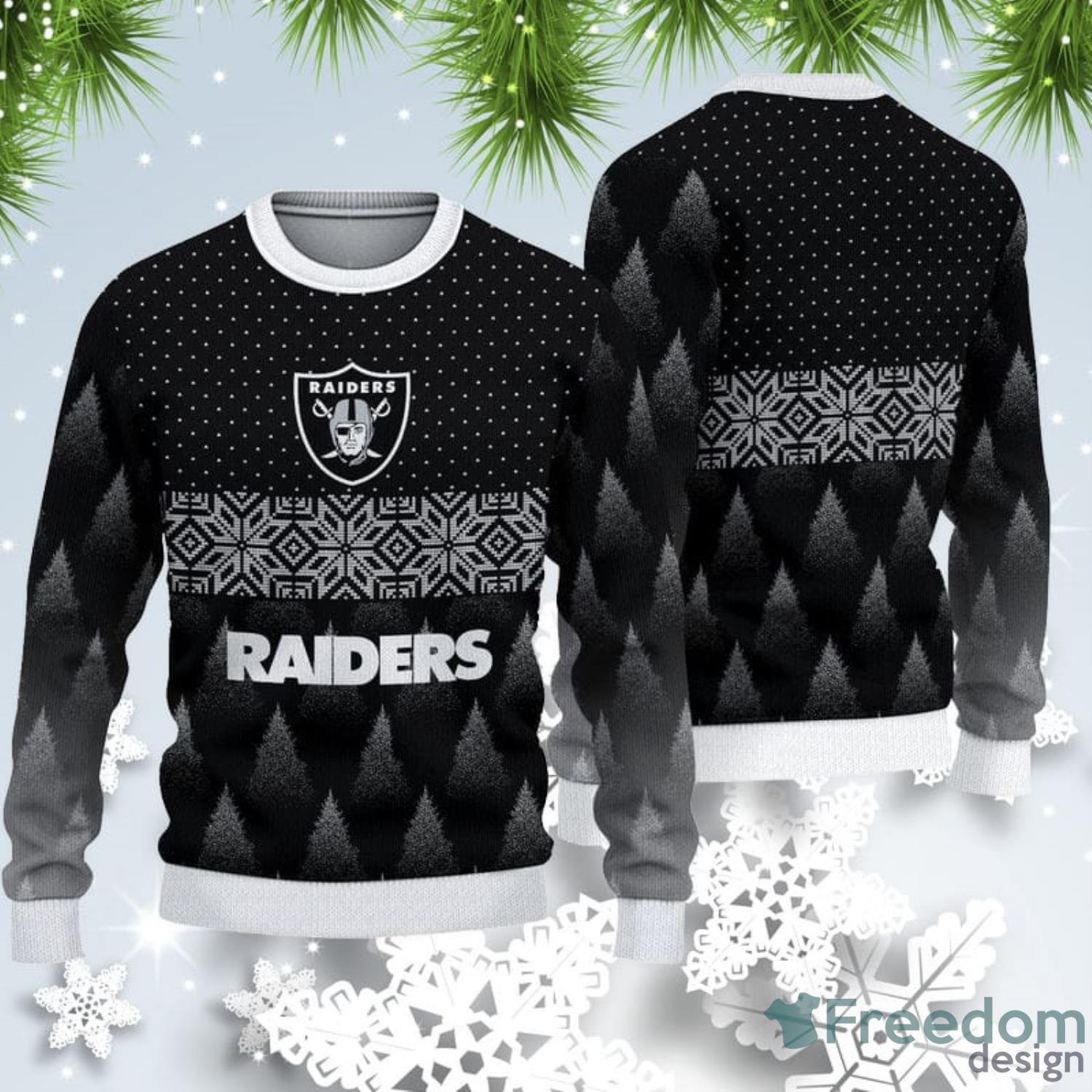 Las Vegas Raiders Christmas Pattern Ugly Christmas Sweater - Freedomdesign