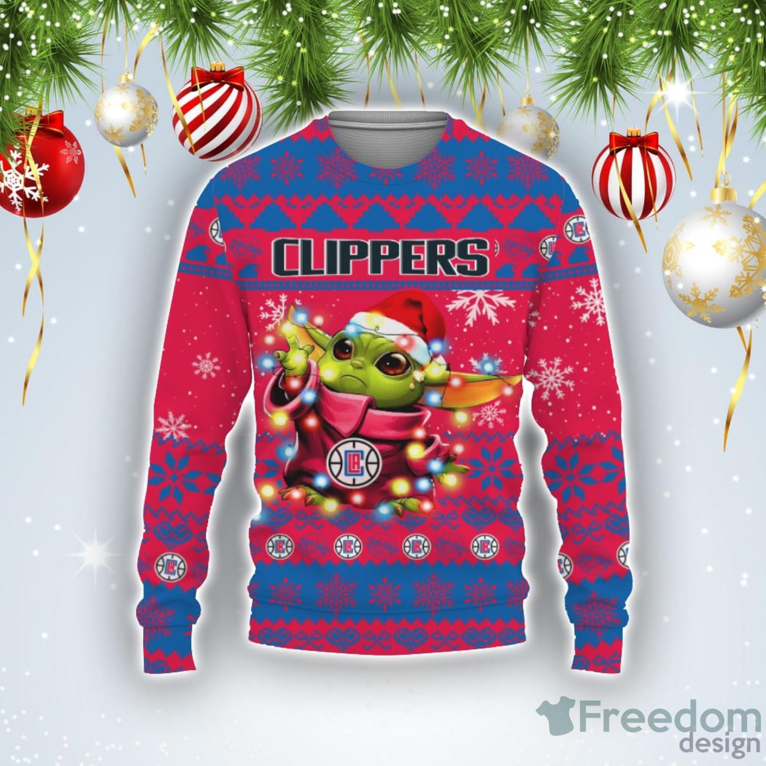 Los Angeles Clippers Baby Yoda Star Wars Sports Football American Ugly Christmas Sweater Product Photo 1