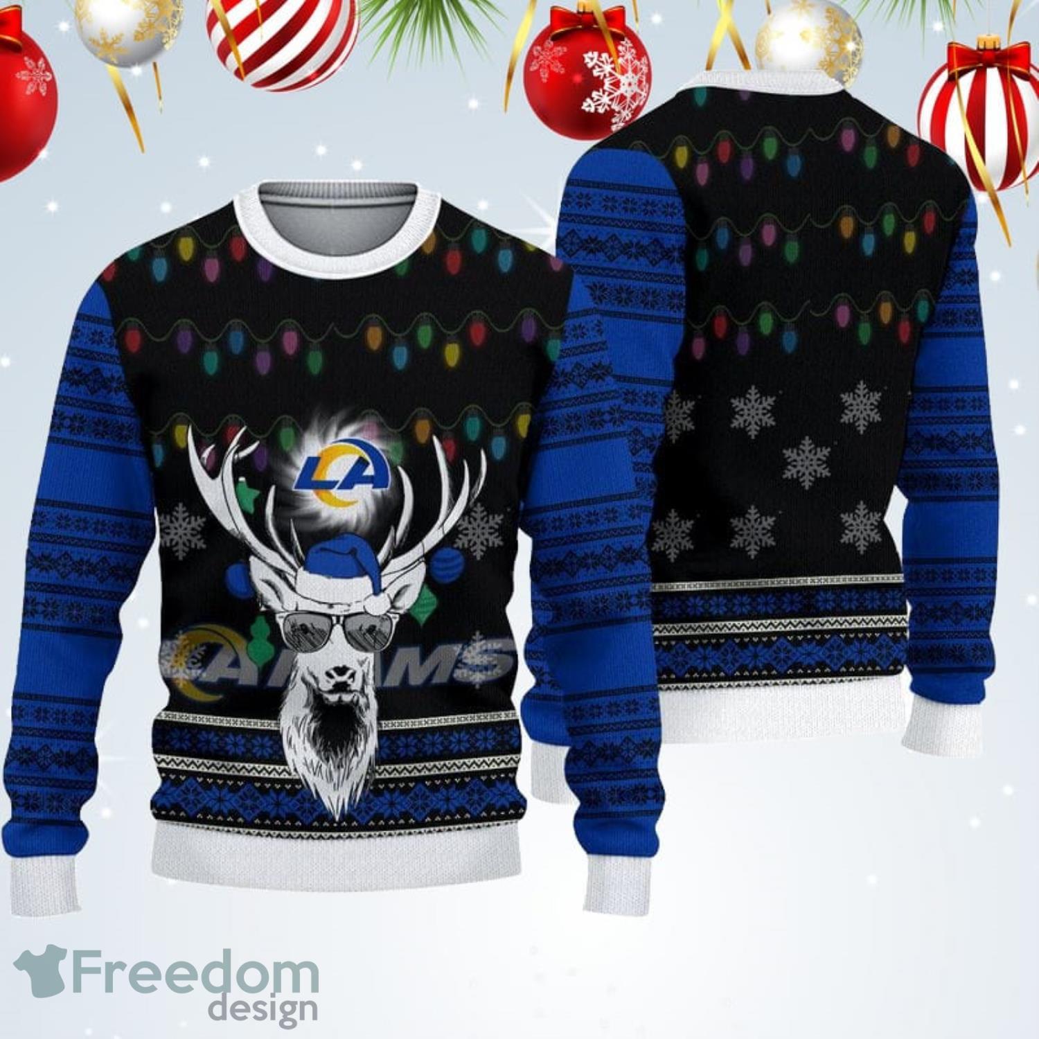 Los Angeles Rams Fans Reindeers Pattern Ugly Christmas Sweater Gift -  Freedomdesign