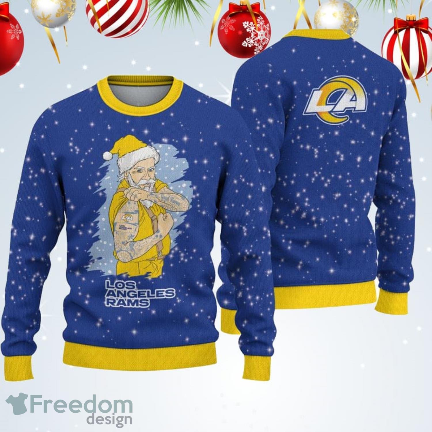 Los Angeles Rams Christmas Santa Claus Tattoo Ugly Sweater For Men