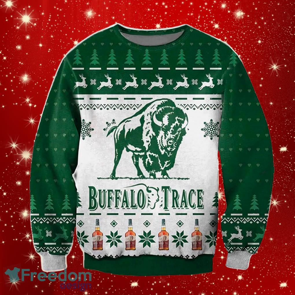 Merry Christmas Buffalo Trace Whisky - Green - All Over Print - Ugly Sweater Product Photo 1